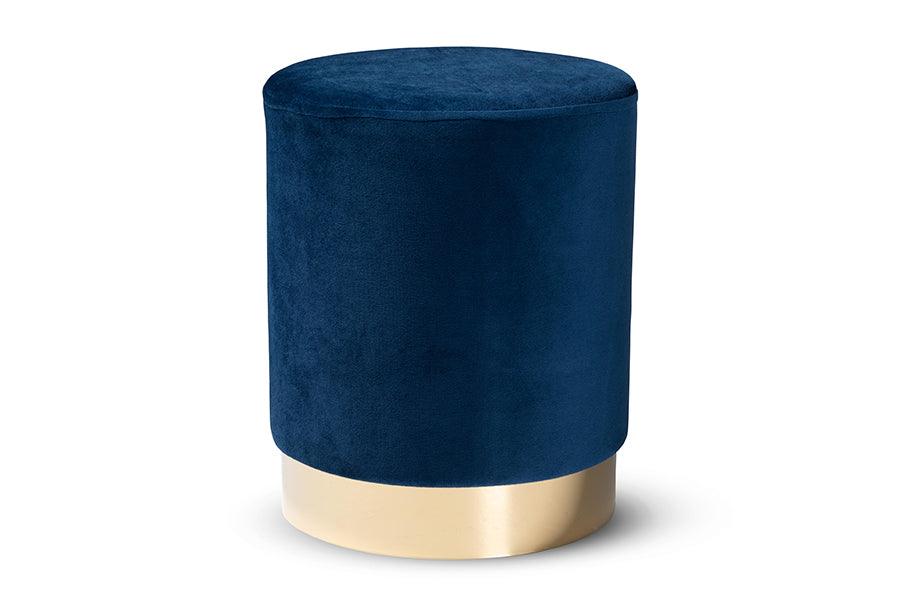 Chaela Contemporary Glam and Luxe Velvet Fabric Upholstered and Finished Metal Ottoman