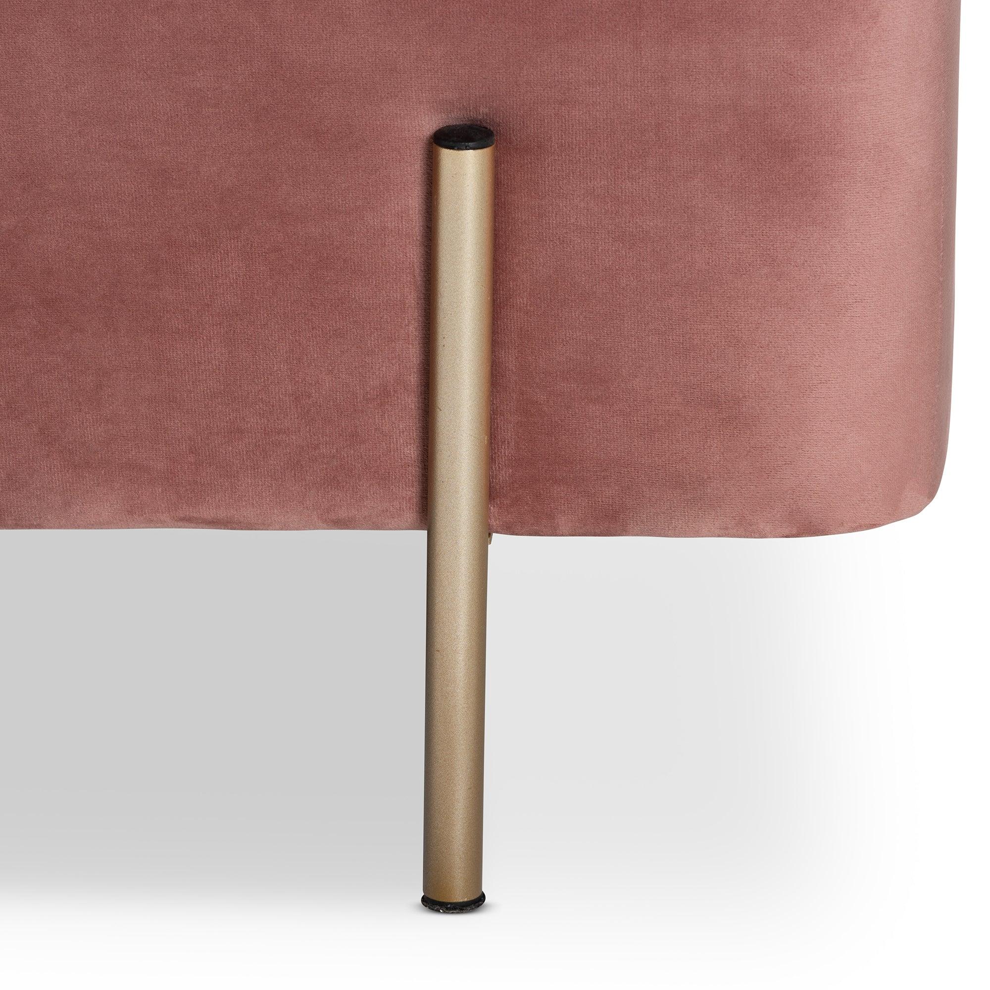 Rockwell Contemporary Glam and Luxe Blush Velvet Fabric Upholstered and Finished Metal Storage Bench