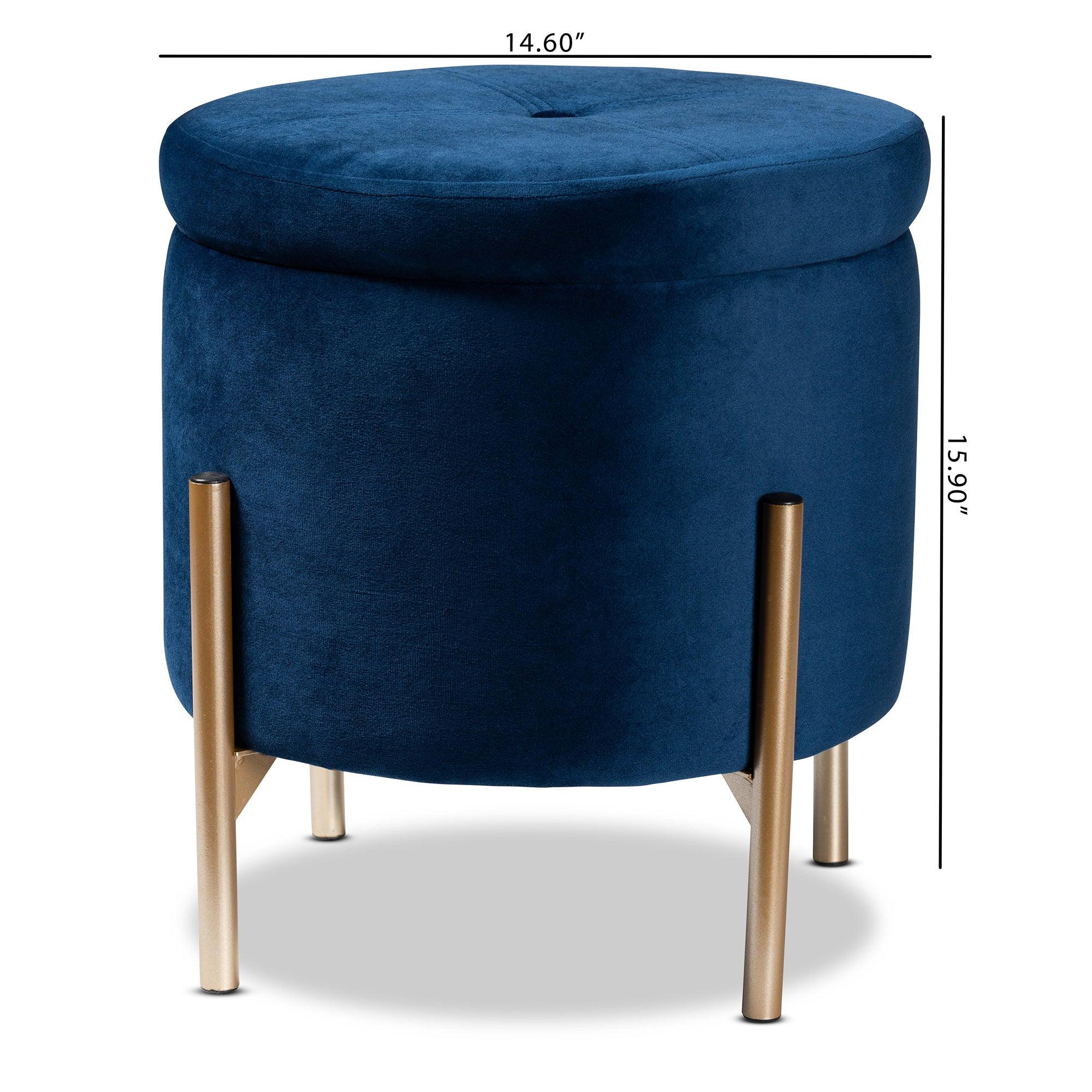 Malina Contemporary Glam and Luxe Velvet Fabric Upholstered and Finished Metal Storage Ottoman