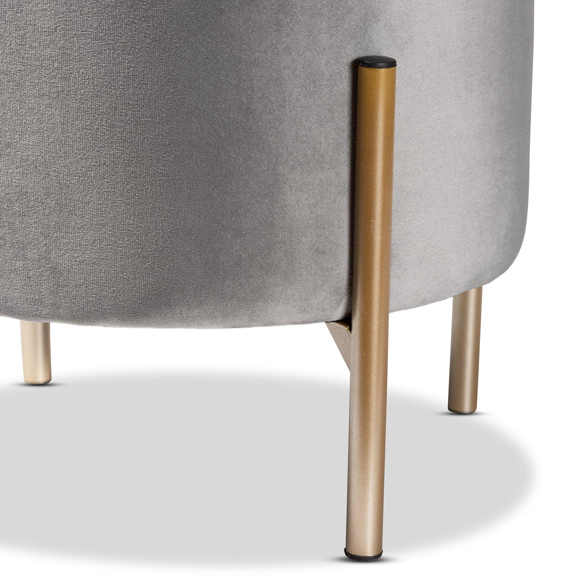 Malina Contemporary Glam and Luxe Velvet Fabric Upholstered and Finished Metal Storage Ottoman