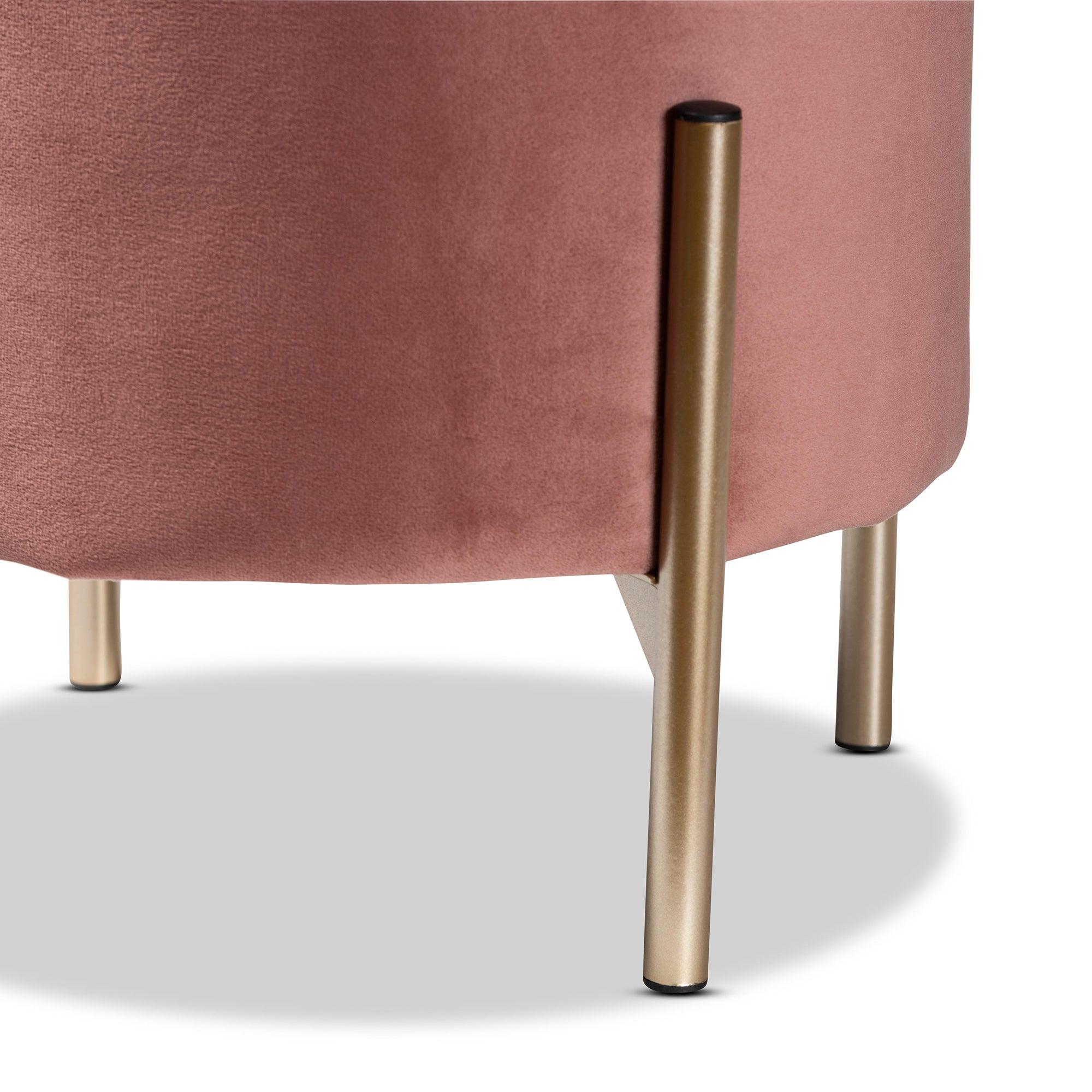 Malina Contemporary Glam and Luxe Velvet Fabric Upholstered and Finished Metal Storage Ottoman