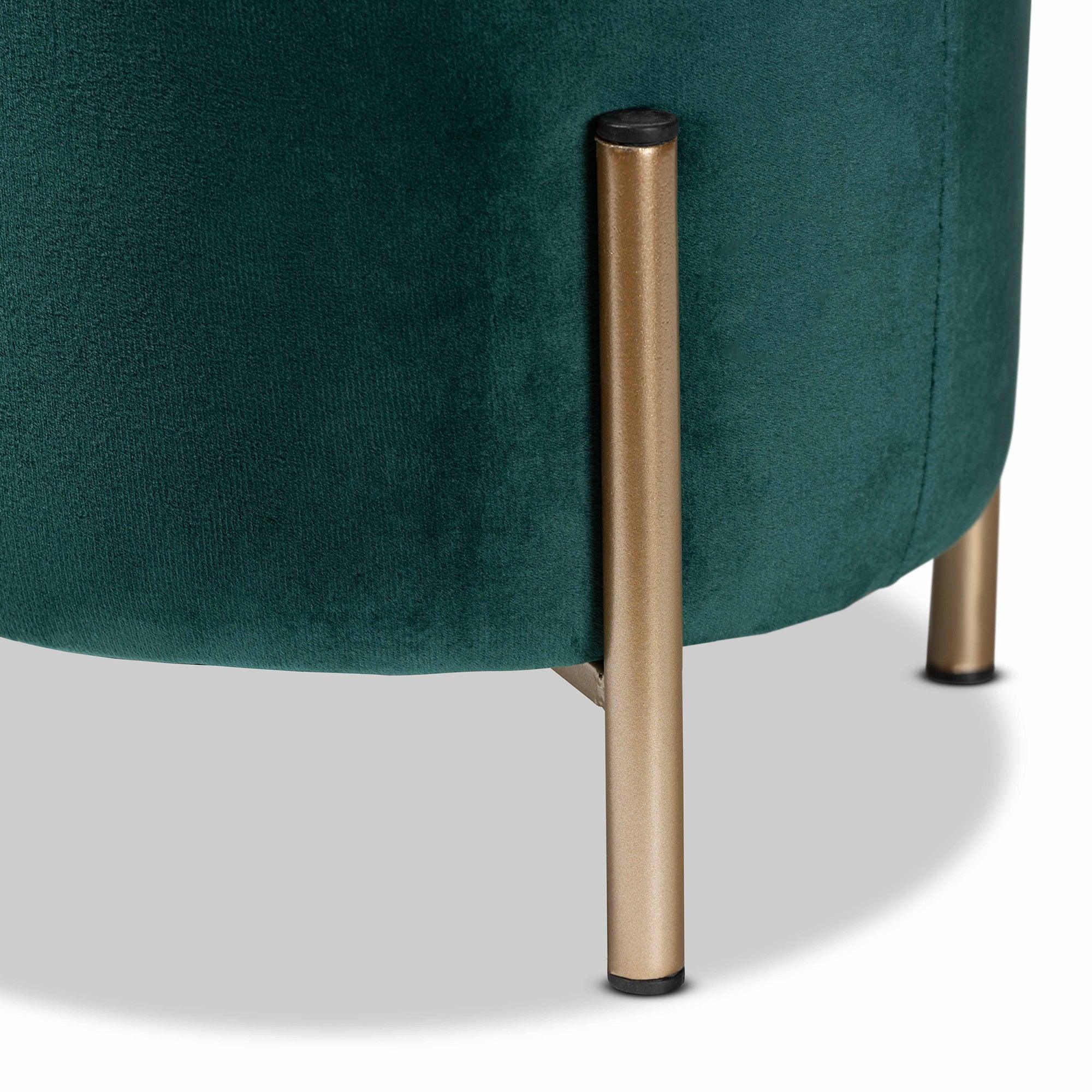 Thurman Contemporary Glam and Luxe Velvet Fabric Upholstered and Finished Metal Ottoman