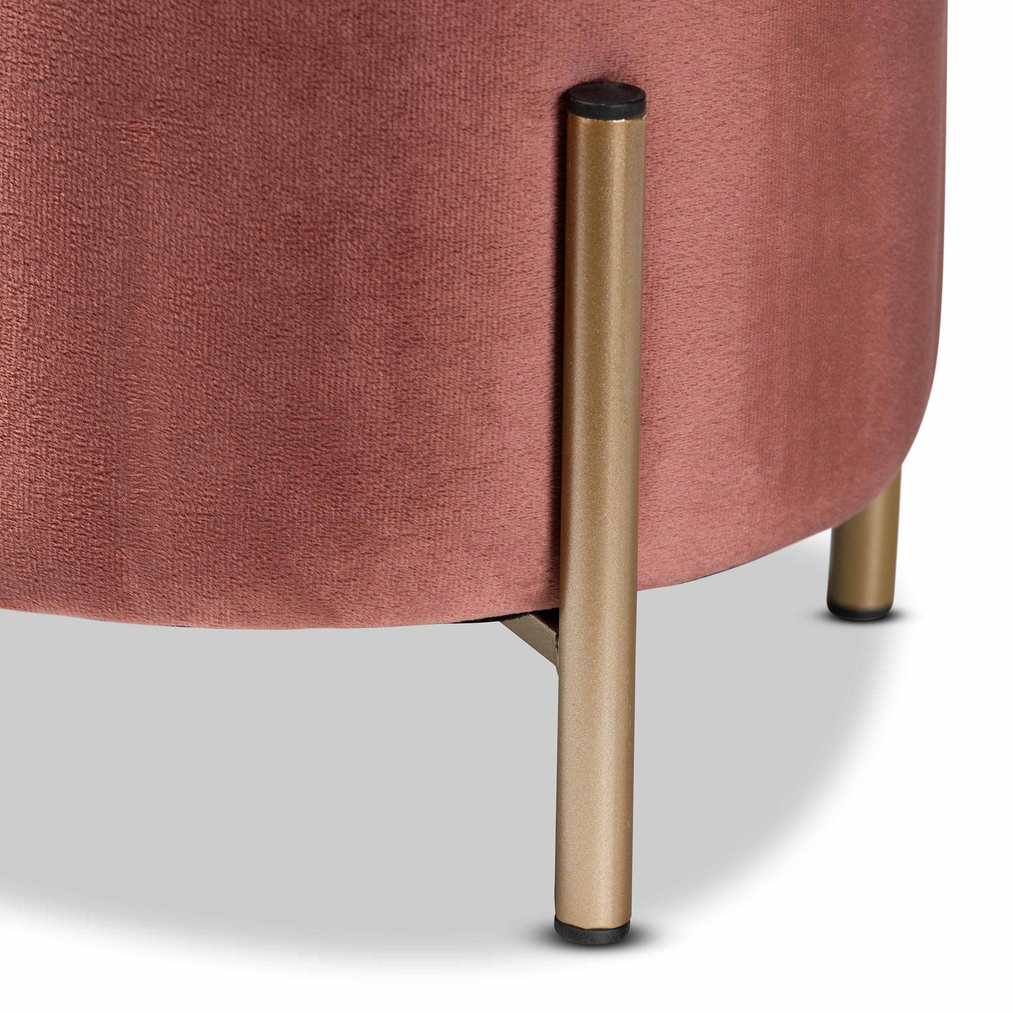 Thurman Contemporary Glam and Luxe Velvet Fabric Upholstered and Finished Metal Ottoman