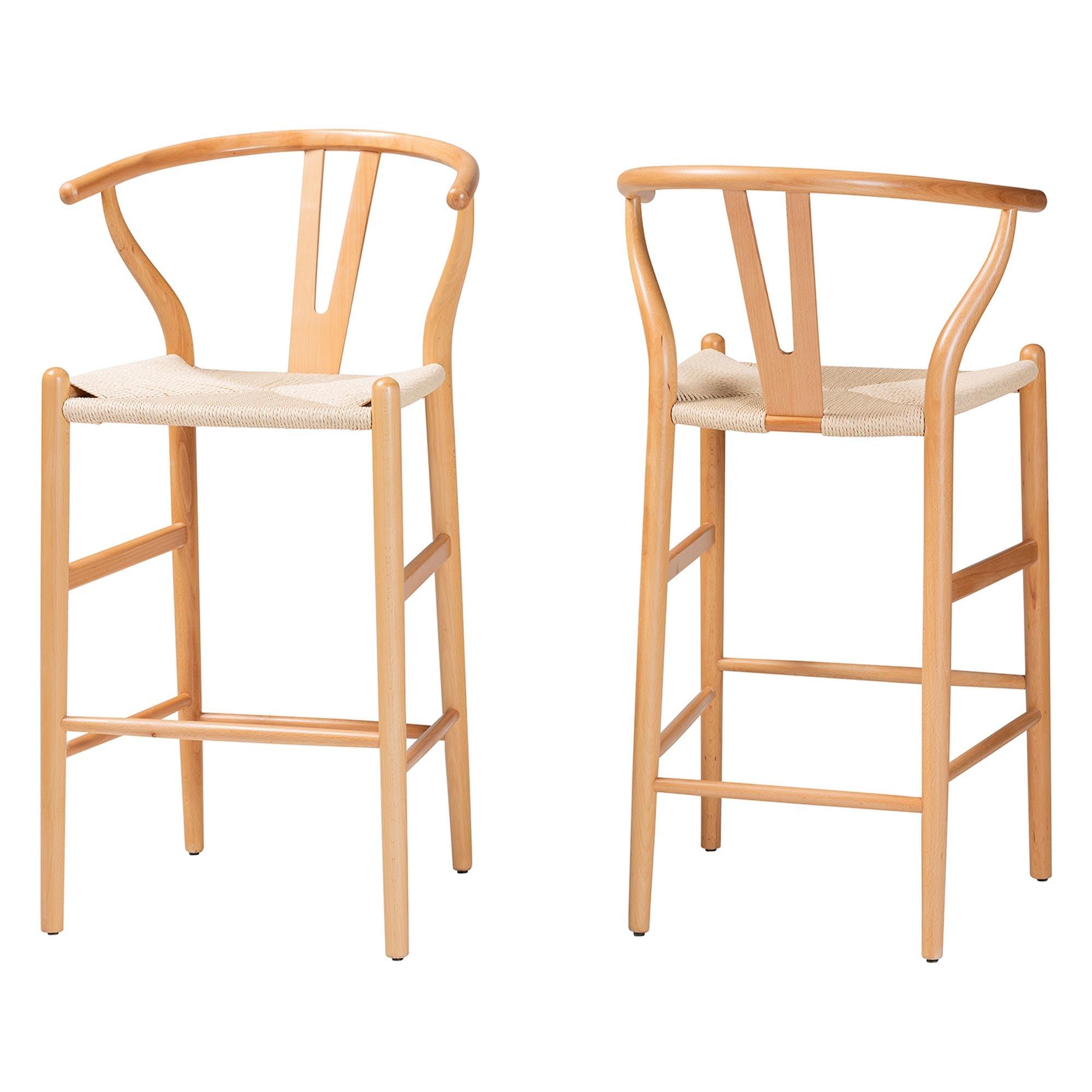 Paxton Modern and Contemporary Finished Wood 2-Piece Bar Stool Set