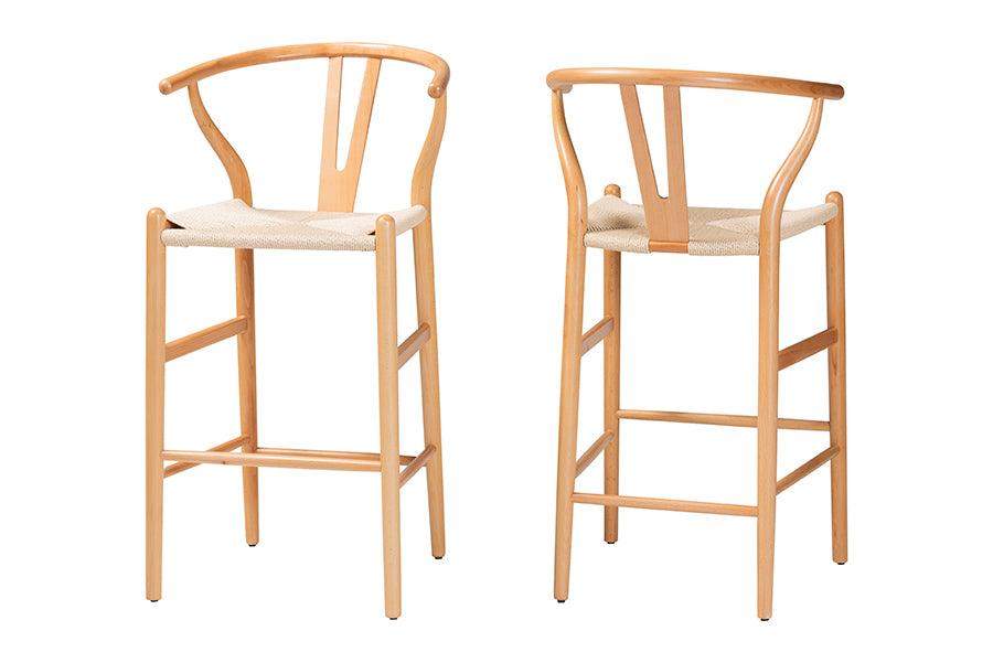 Paxton Modern and Contemporary Finished Wood 2-Piece Bar Stool Set