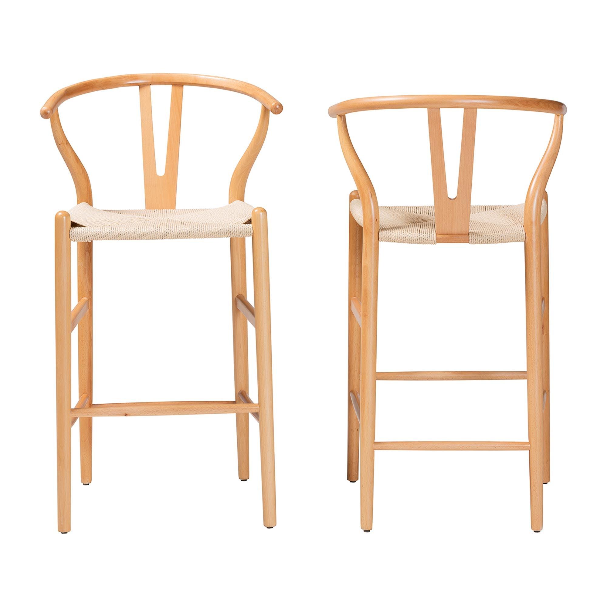 Paxton Modern and Contemporary Finished Wood 2-Piece Bar Stool Set