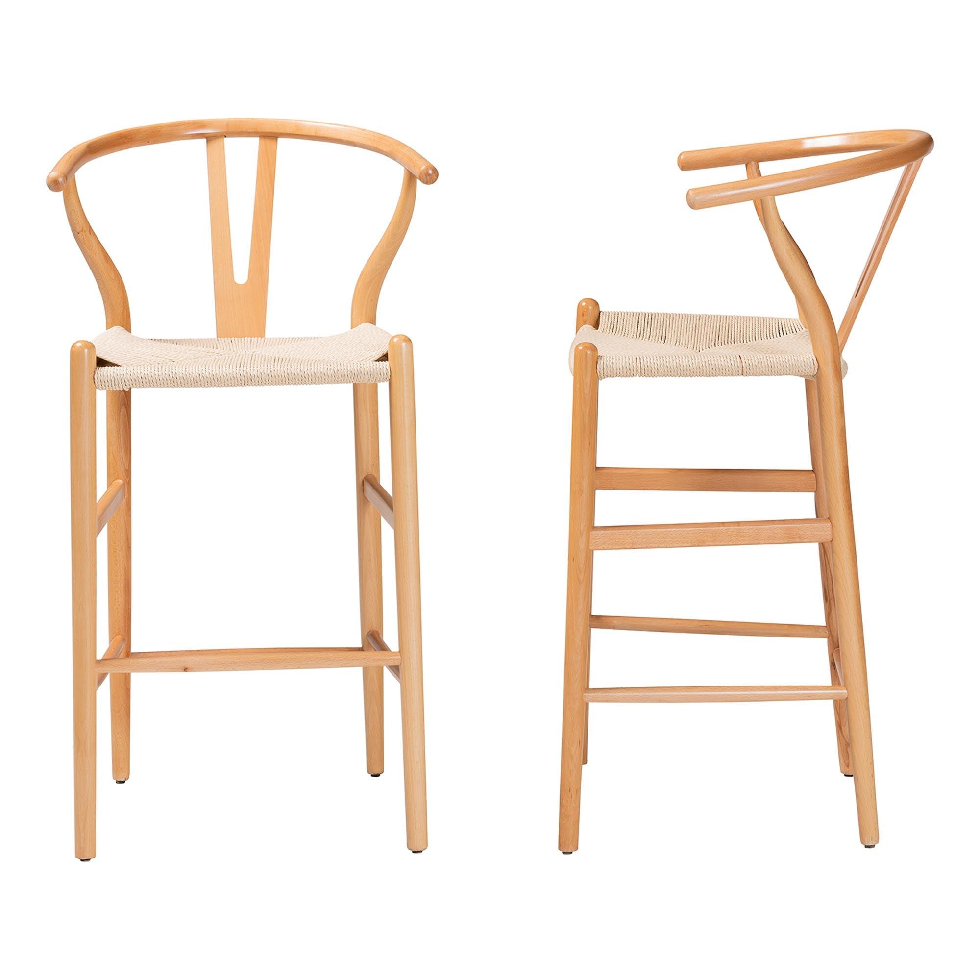 Paxton Modern and Contemporary Finished Wood 2-Piece Bar Stool Set