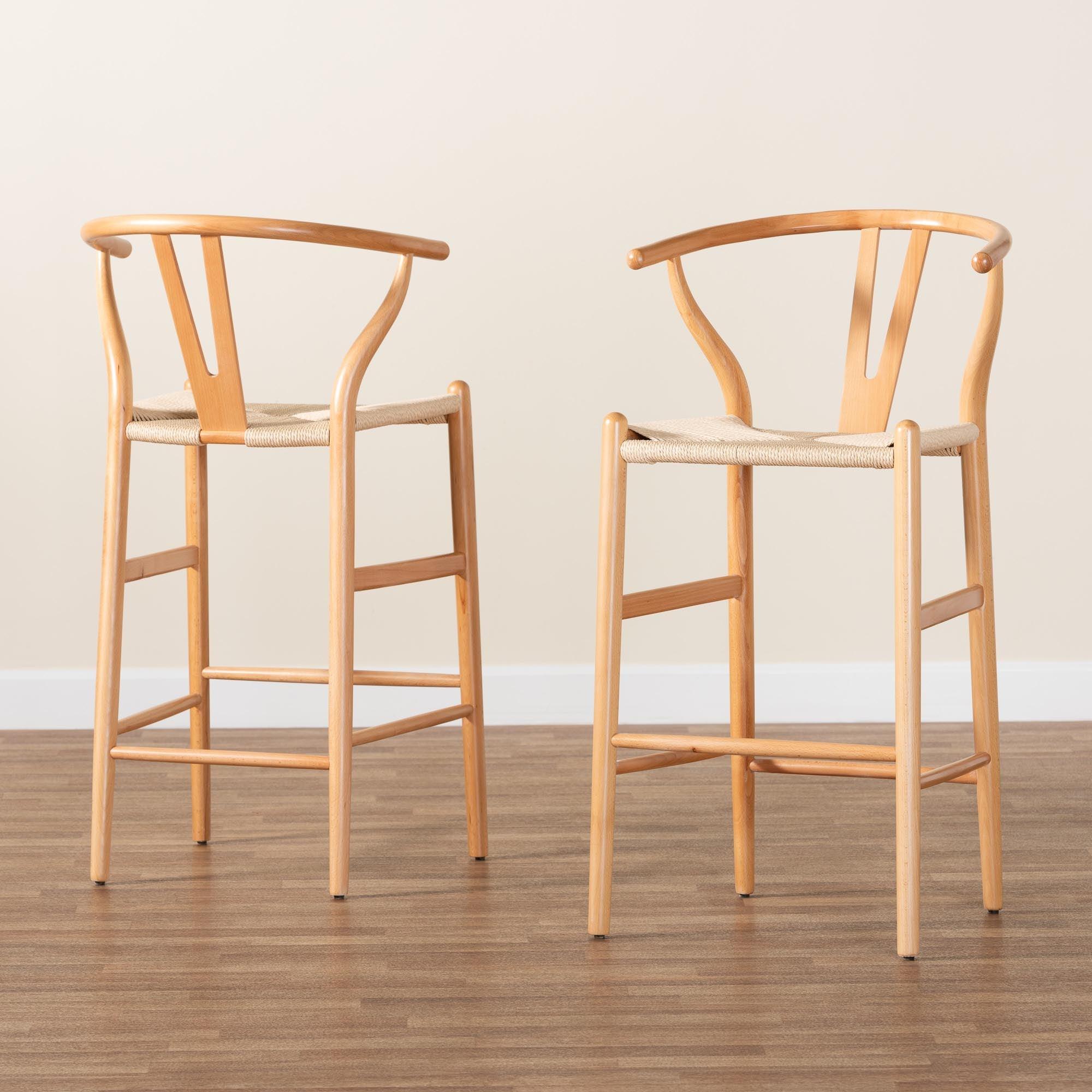 Paxton Modern and Contemporary Finished Wood 2-Piece Bar Stool Set