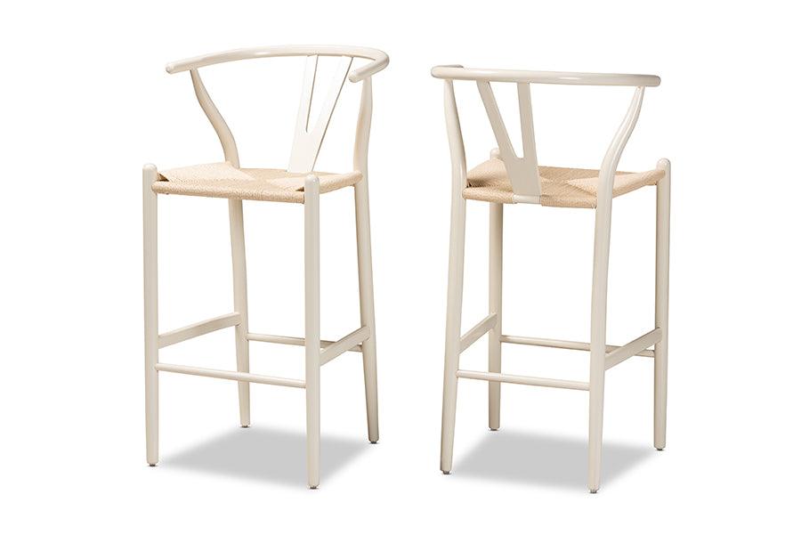 Paxton Modern and Contemporary Finished Wood 2-Piece Bar Stool Set