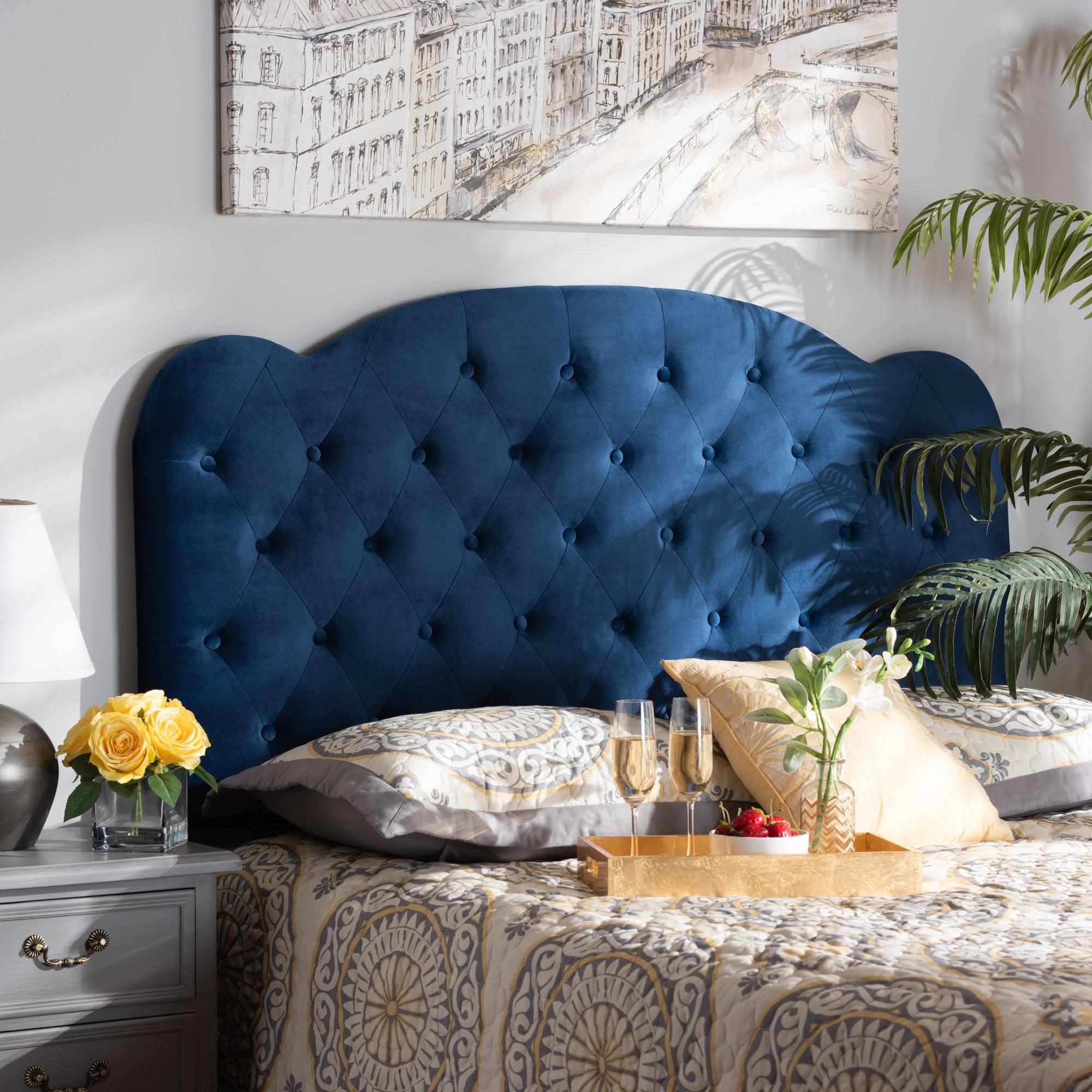 Clovis Modern and Contemporary Velvet Fabric Upholstered Headboard