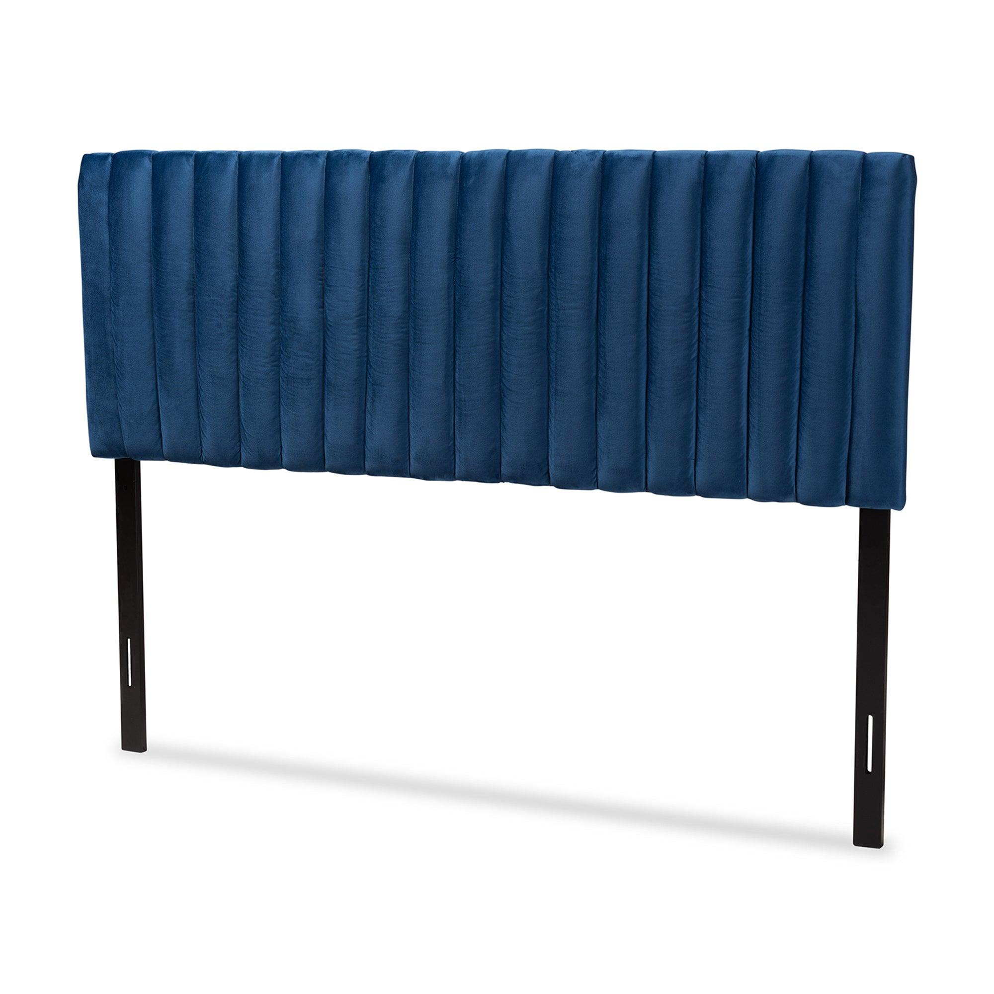 Emile Modern and Contemporary Velvet Fabric Upholstered and Finished Wood Headboard