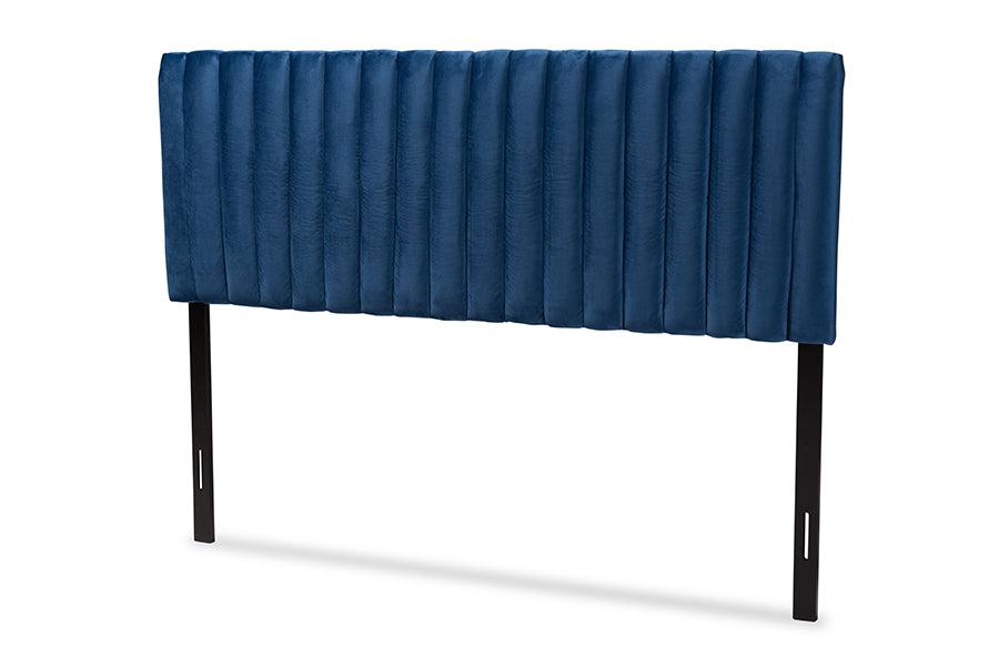 Emile Modern and Contemporary Velvet Fabric Upholstered and Finished Wood Headboard