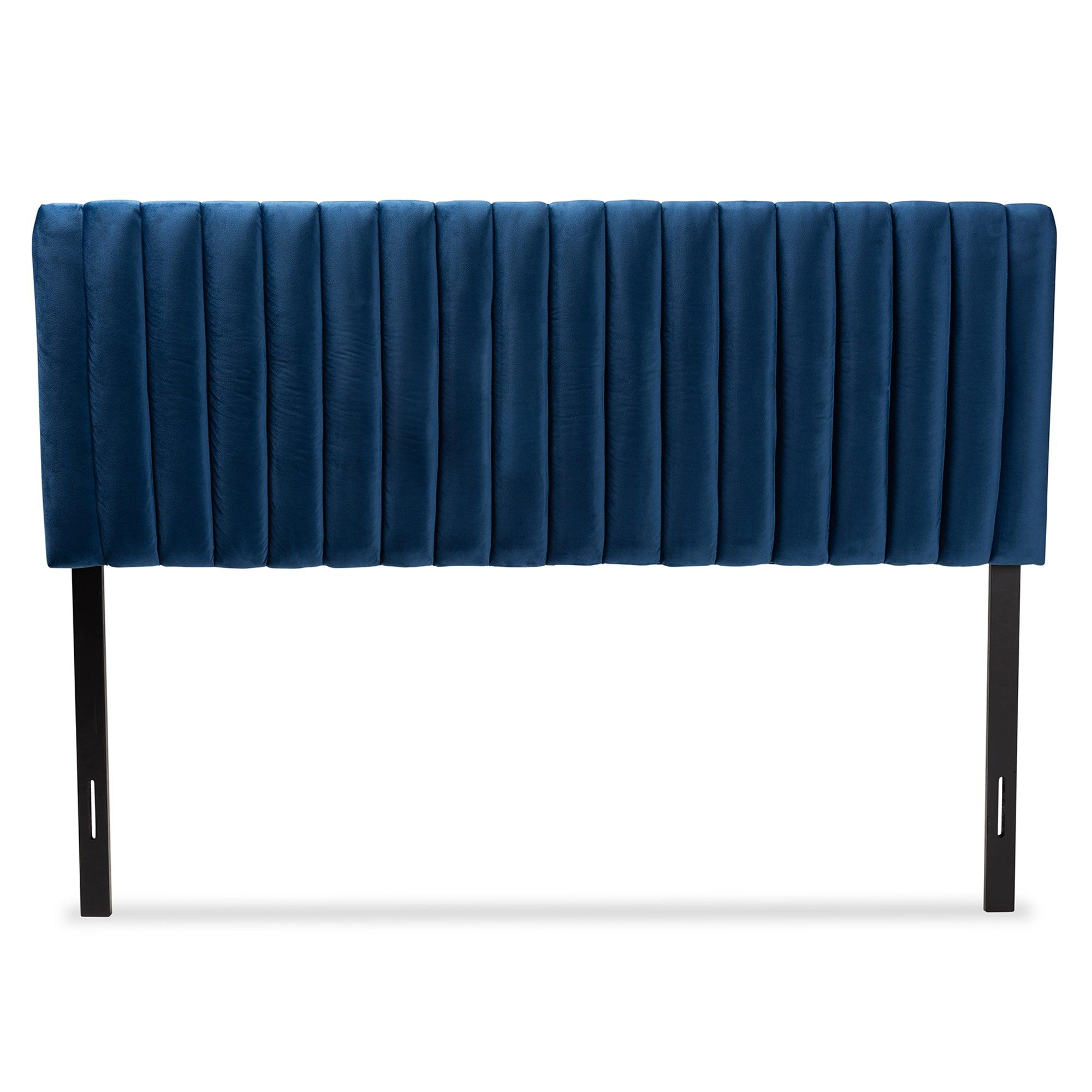 Emile Modern and Contemporary Velvet Fabric Upholstered and Finished Wood Headboard