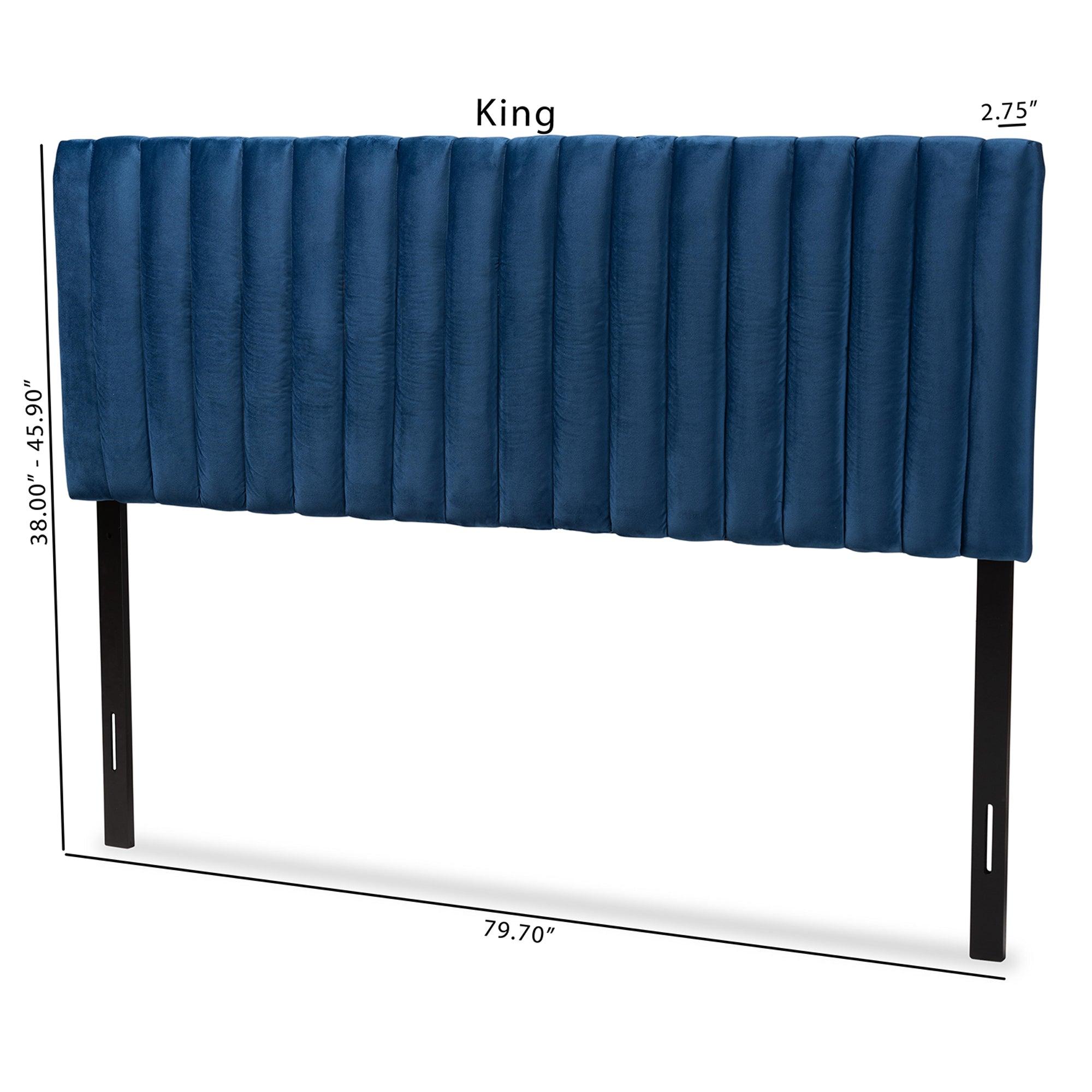 Emile Modern and Contemporary Velvet Fabric Upholstered and Finished Wood Headboard