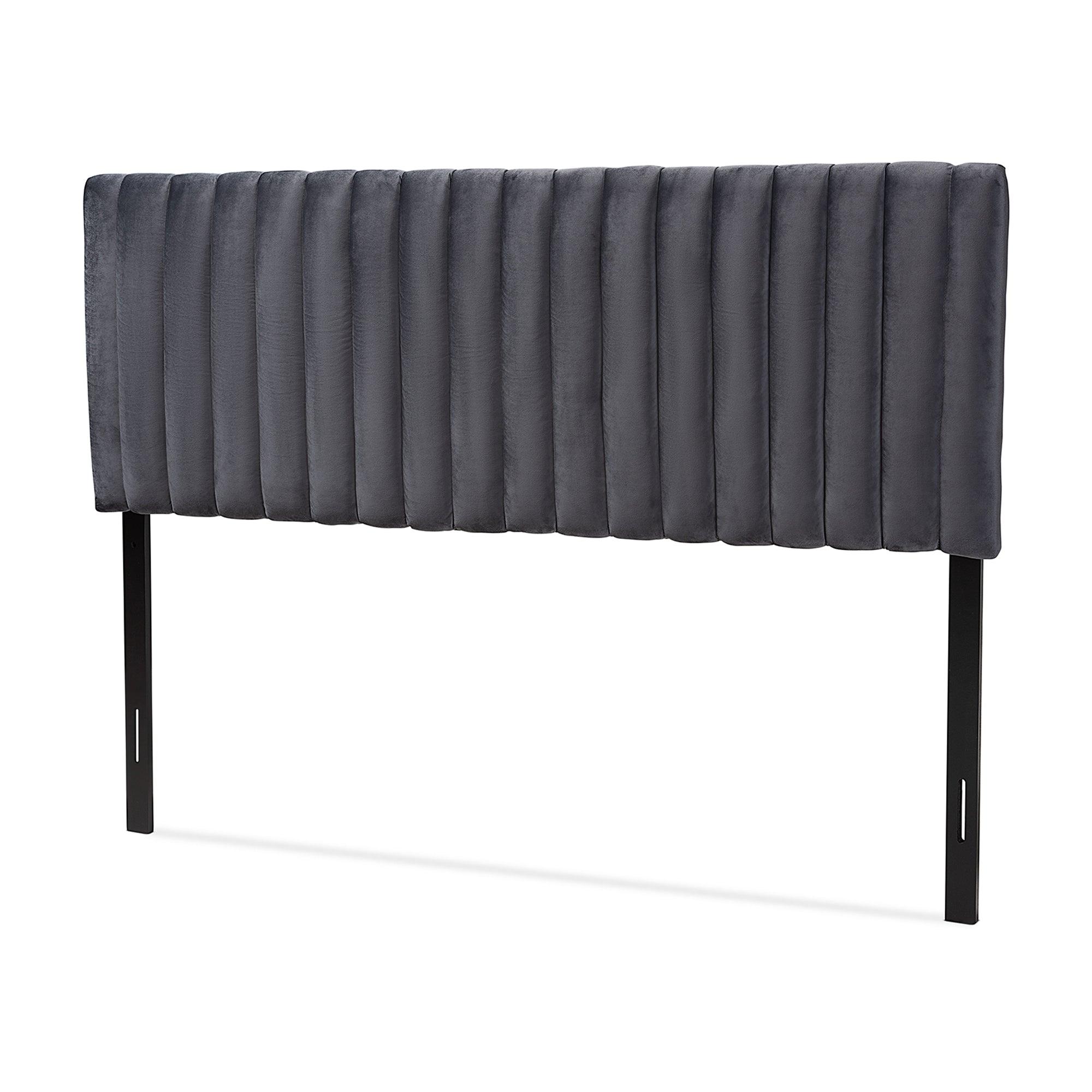 Emile Modern and Contemporary Velvet Fabric Upholstered and Finished Wood Headboard