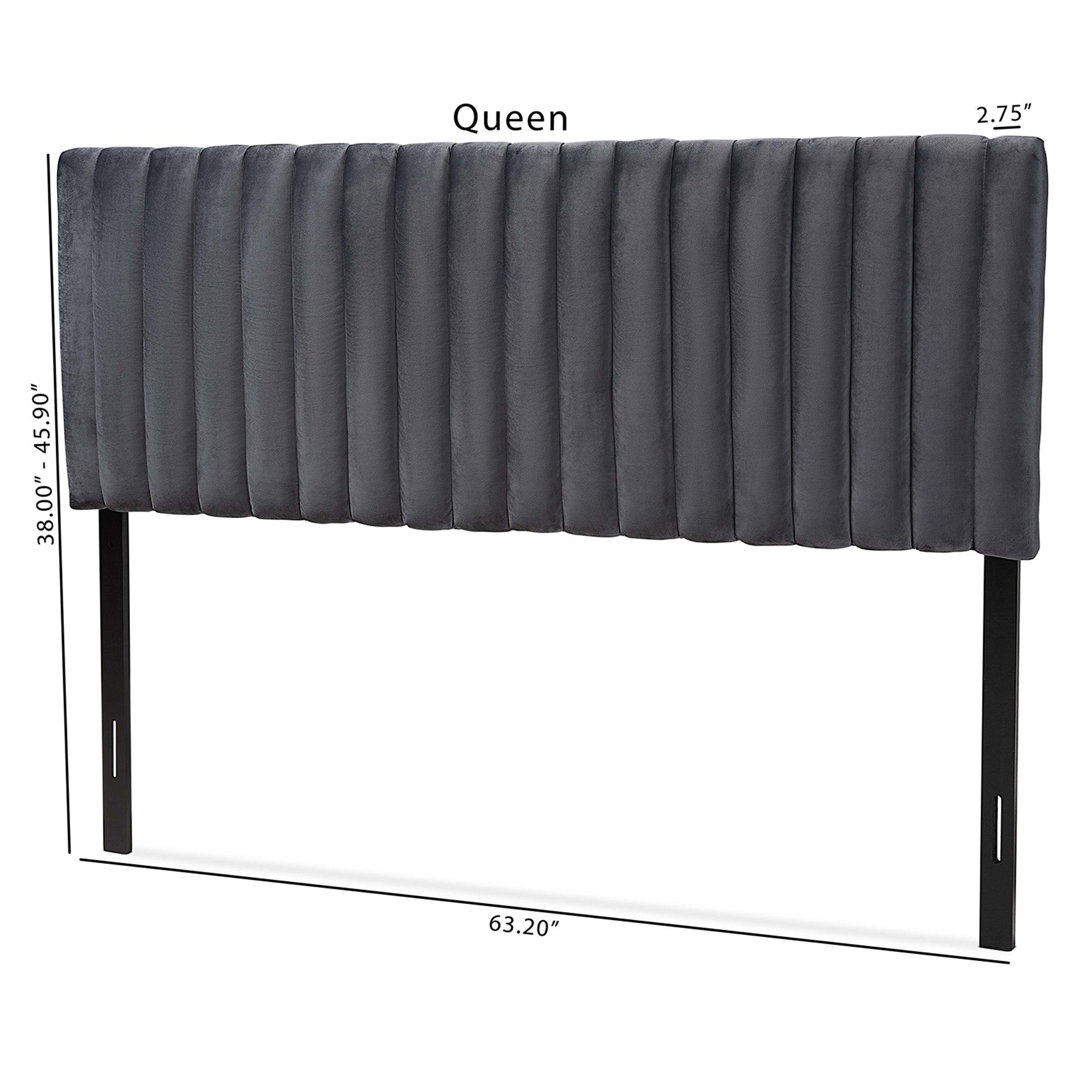 Emile Modern and Contemporary Velvet Fabric Upholstered and Finished Wood Headboard