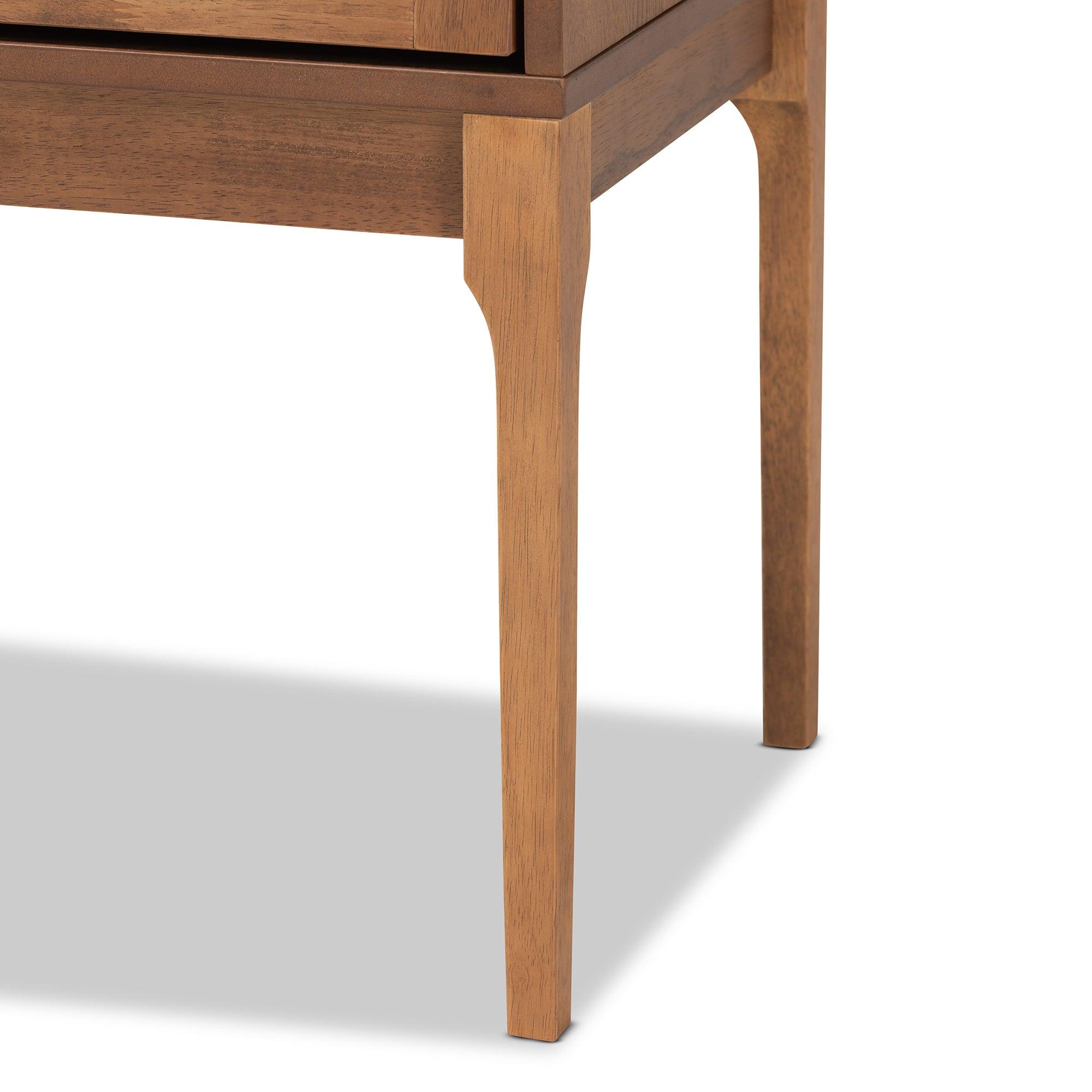 Ramiel Mid-Century Modern Ash Finished Wood and Rattan 1-Drawer Nightstand