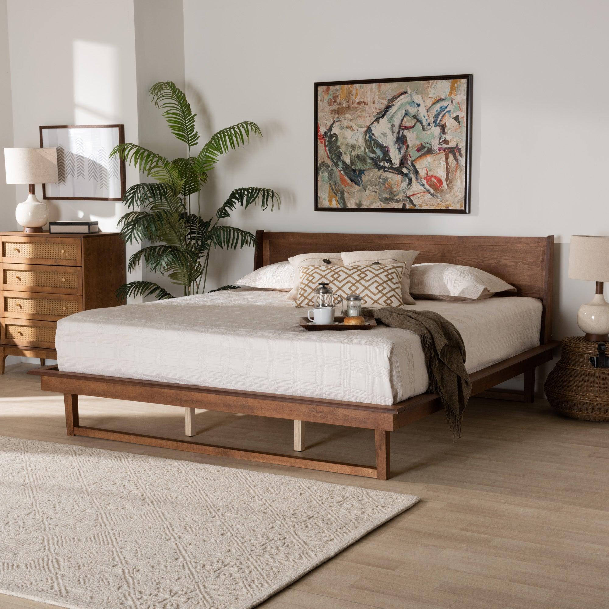 Macayle Mid-Century Modern Ash Finished Wood Platform Bed