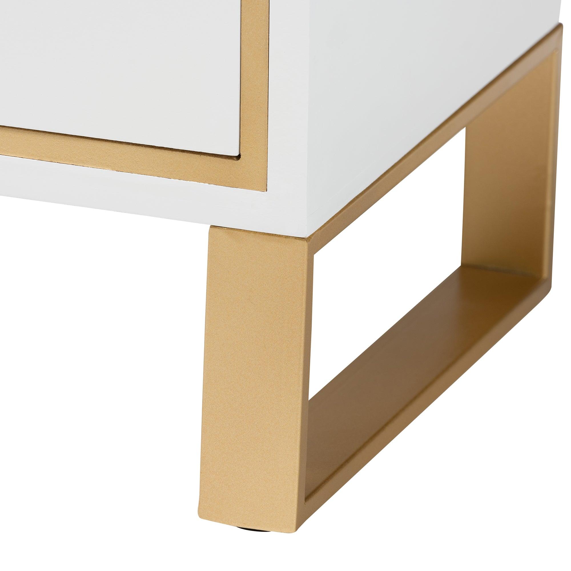 Giolla Contemporary Glam and Luxe Finished Wood and Metal 2-Drawer End Table