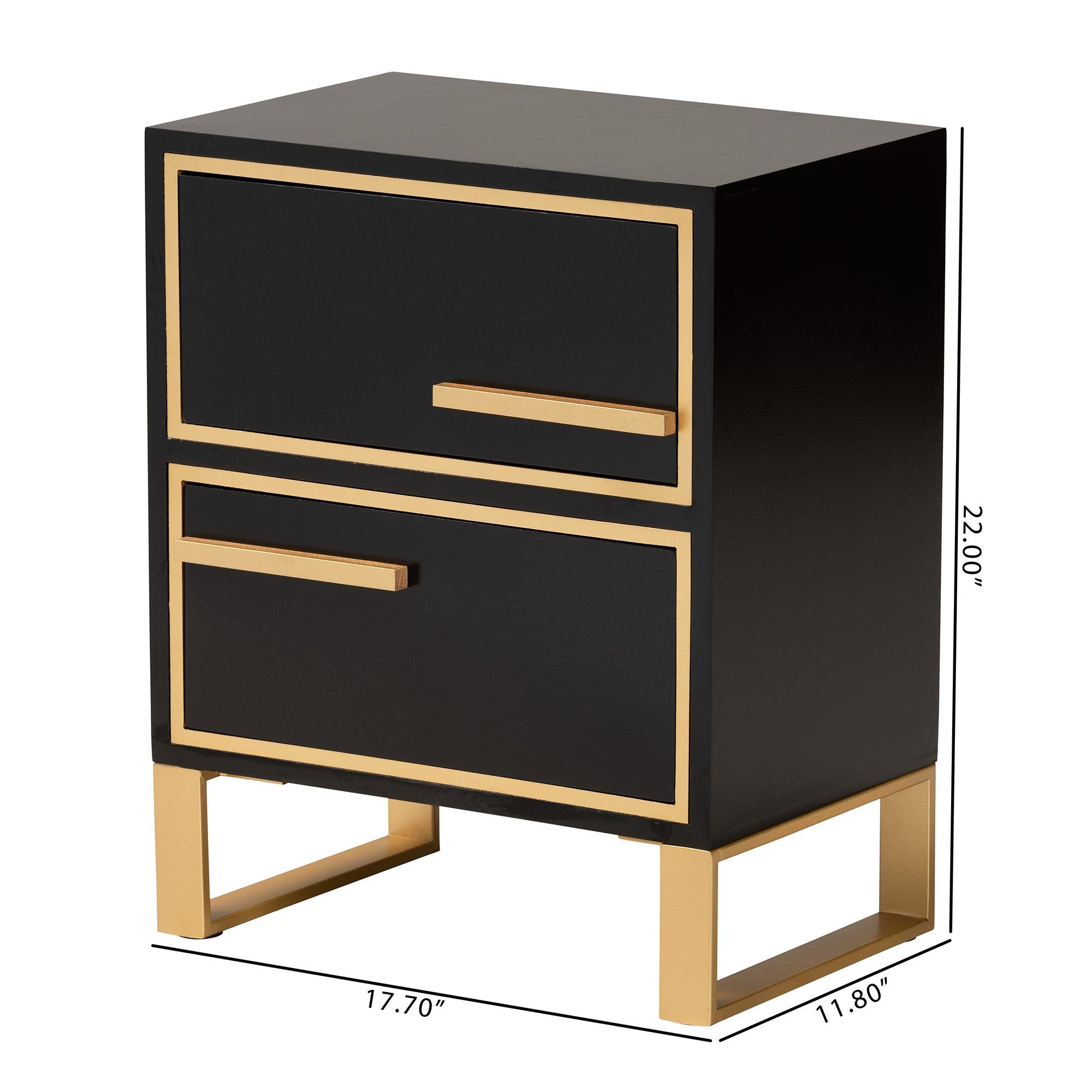 Giolla Contemporary Glam and Luxe Finished Wood and Metal 2-Drawer End Table