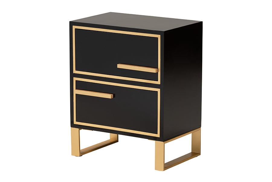 Giolla Contemporary Glam and Luxe Finished Wood and Metal 2-Drawer End Table