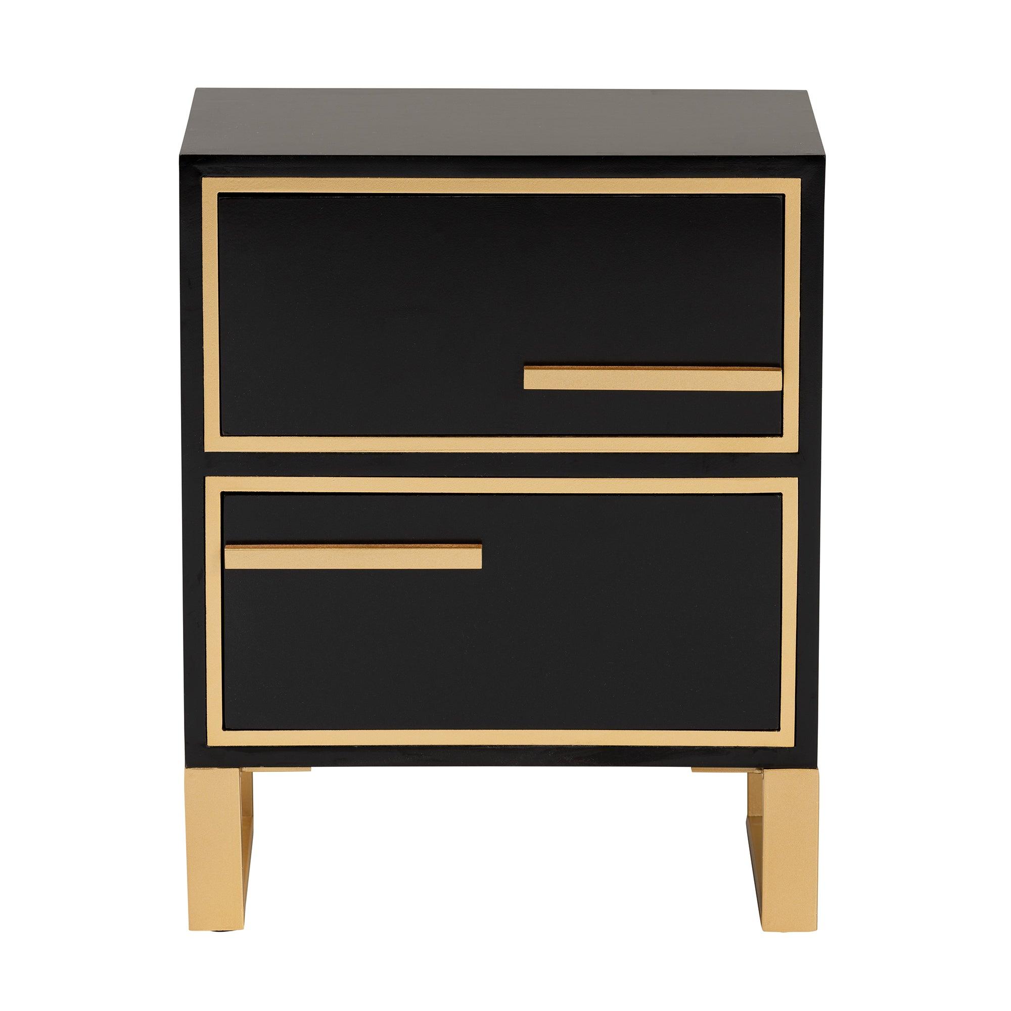 Giolla Contemporary Glam and Luxe Finished Wood and Metal 2-Drawer End Table