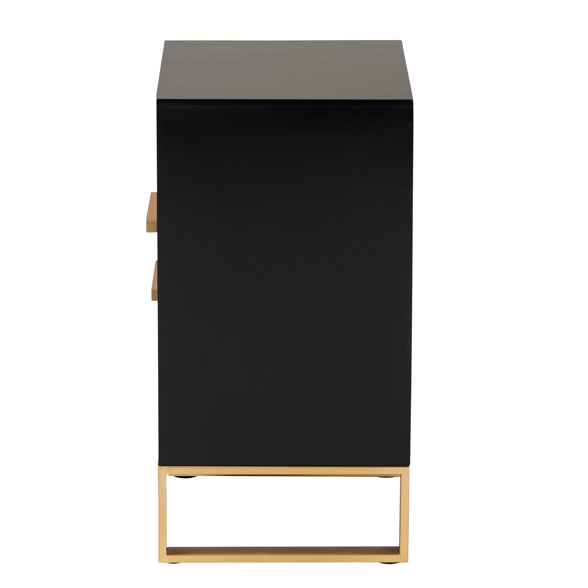 Giolla Contemporary Glam and Luxe Finished Wood and Metal 2-Drawer End Table