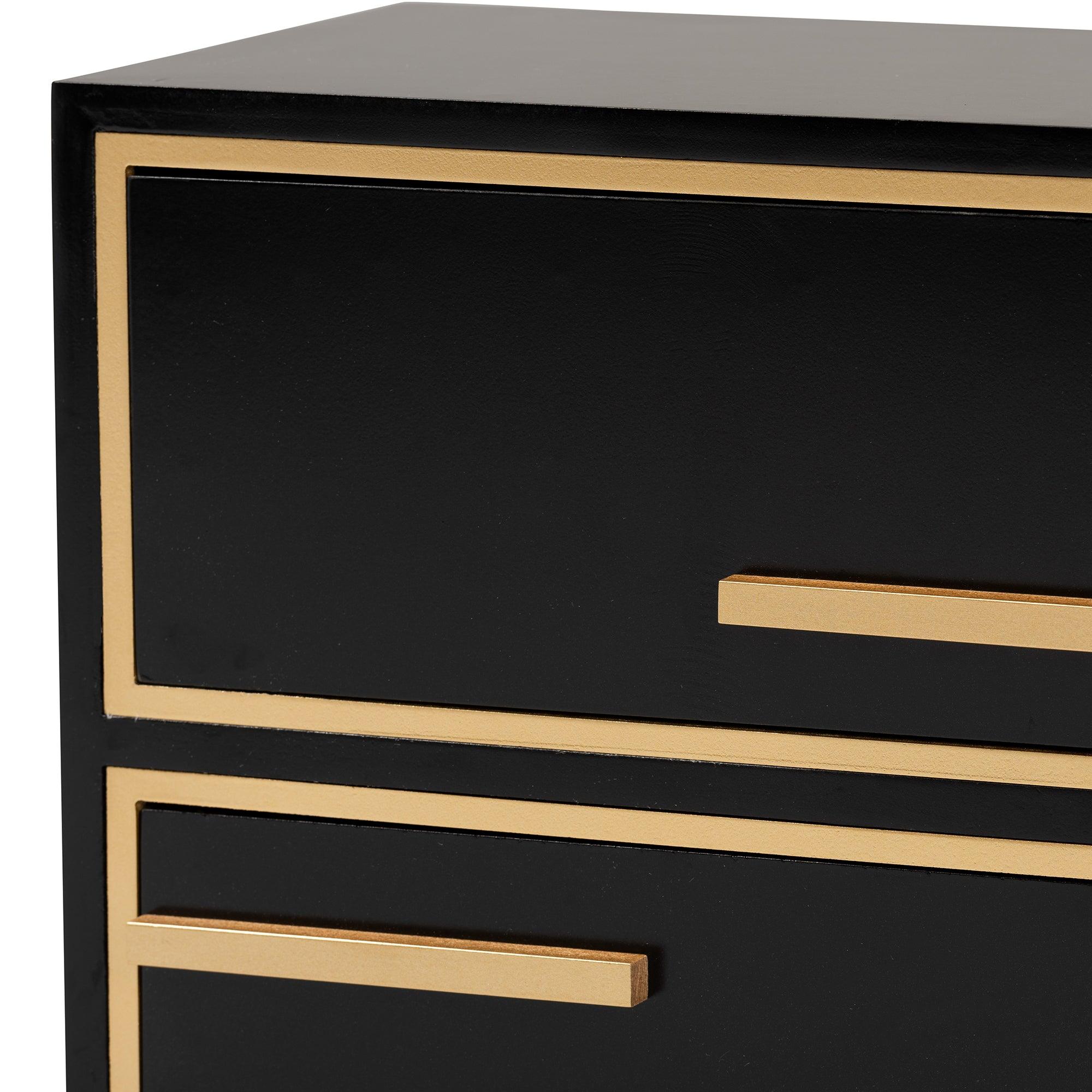 Giolla Contemporary Glam and Luxe Finished Wood and Metal 2-Drawer End Table