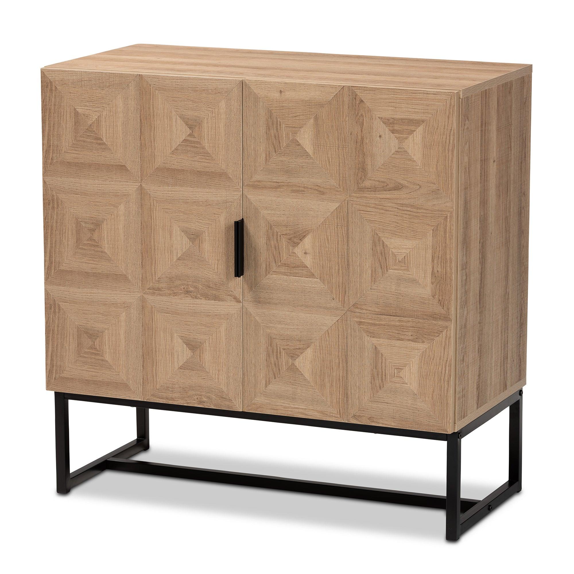 Darien Modern and Contemporary Finished Wood and Metal 2-Door Storage Cabinet