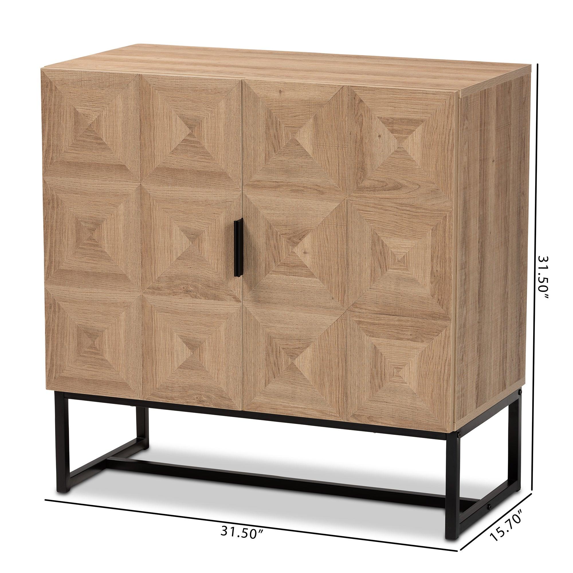 Darien Modern and Contemporary Finished Wood and Metal 2-Door Storage Cabinet