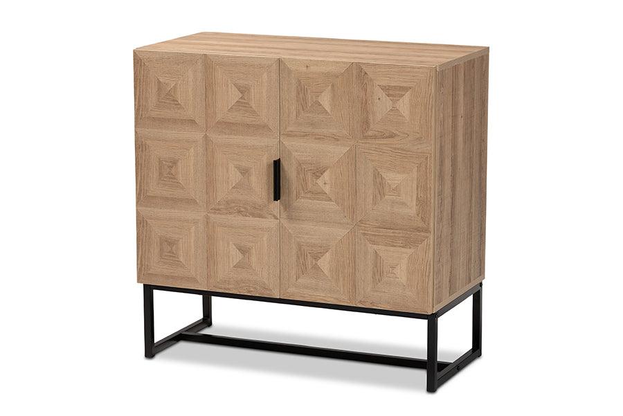 Darien Modern and Contemporary Finished Wood and Metal 2-Door Storage Cabinet