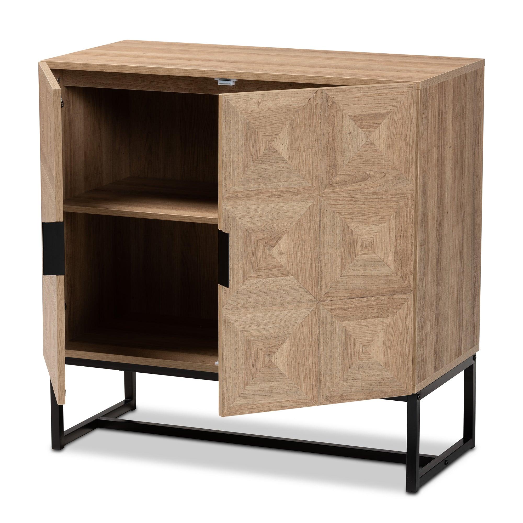 Darien Modern and Contemporary Finished Wood and Metal 2-Door Storage Cabinet