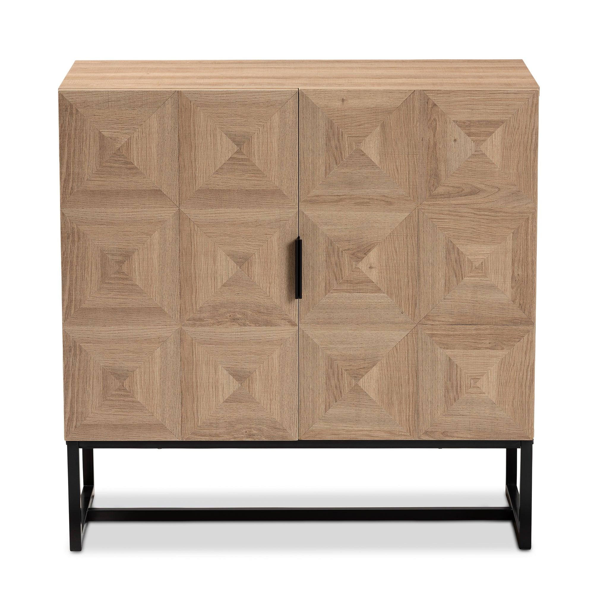 Darien Modern and Contemporary Finished Wood and Metal 2-Door Storage Cabinet