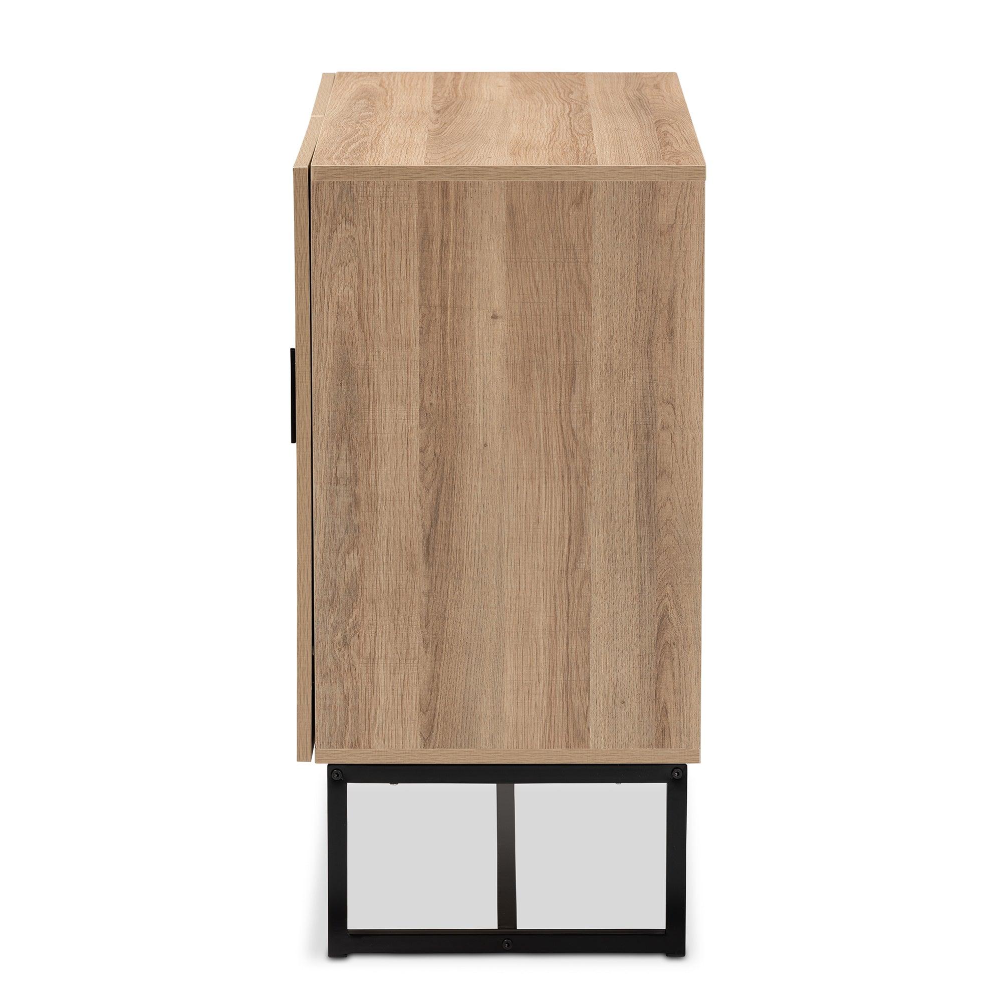 Darien Modern and Contemporary Finished Wood and Metal 2-Door Storage Cabinet