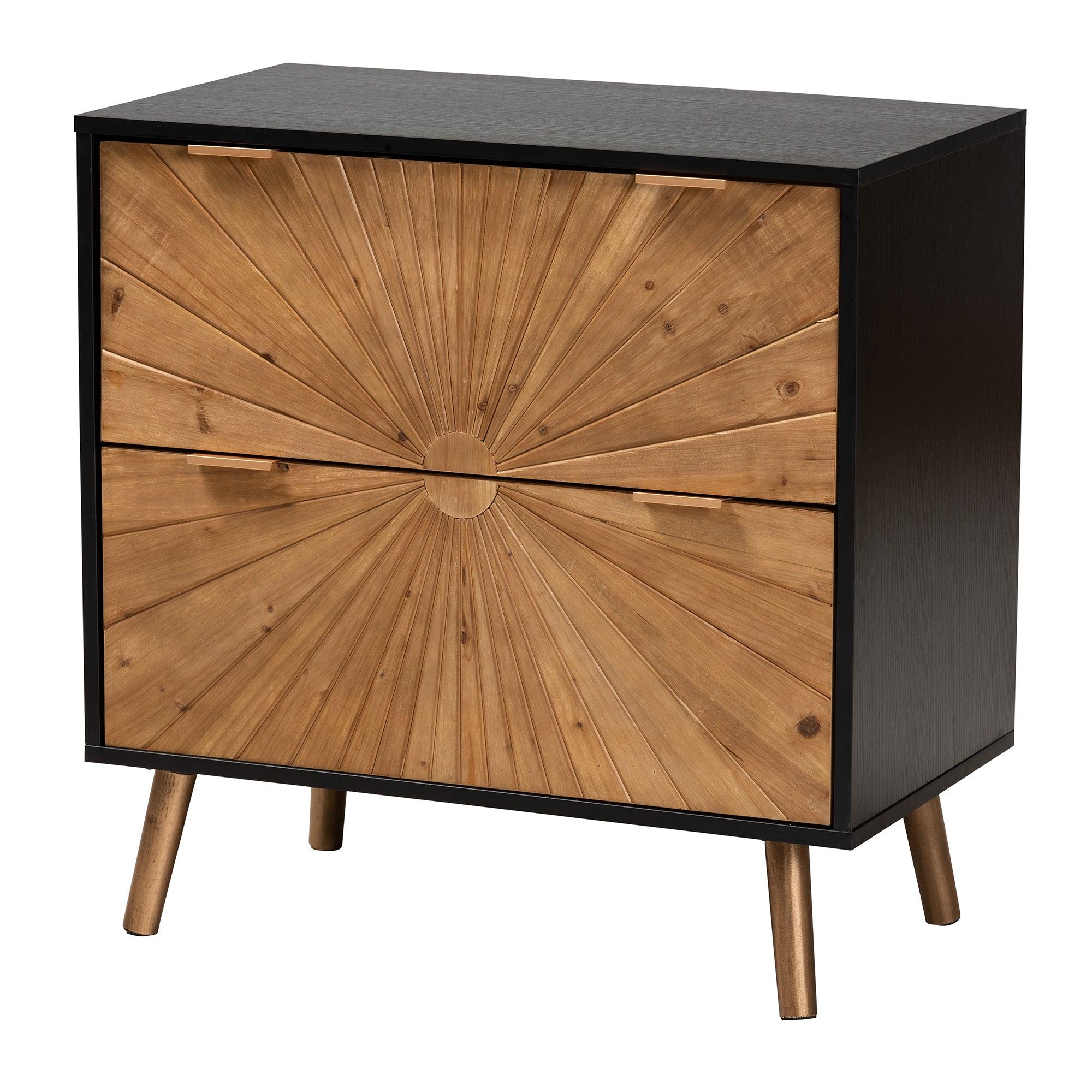 Richardson Mid-Century Transitional Two-Tone and Finished Wood 2-Drawer Storage Cabinet