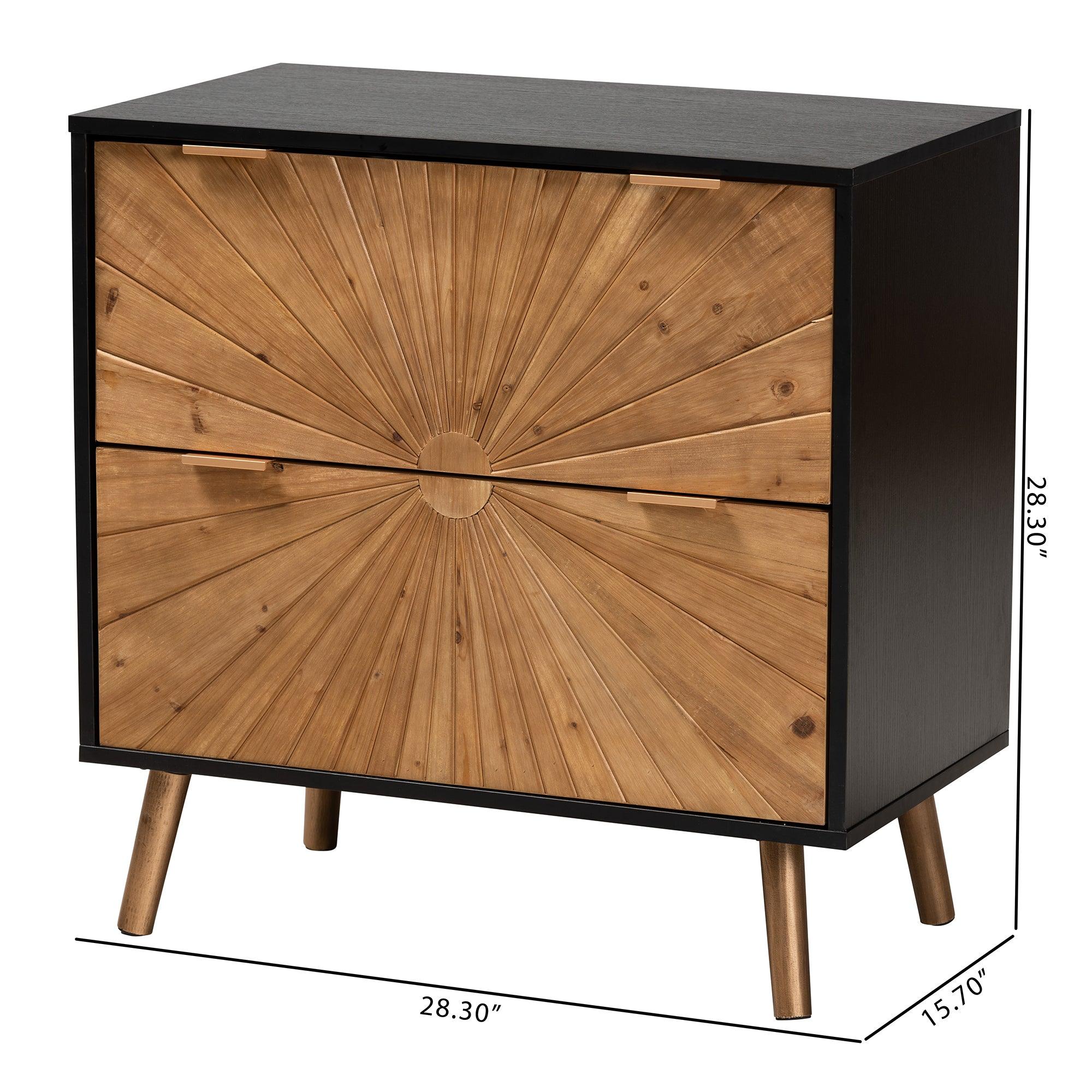 Richardson Mid-Century Transitional Two-Tone and Finished Wood 2-Drawer Storage Cabinet