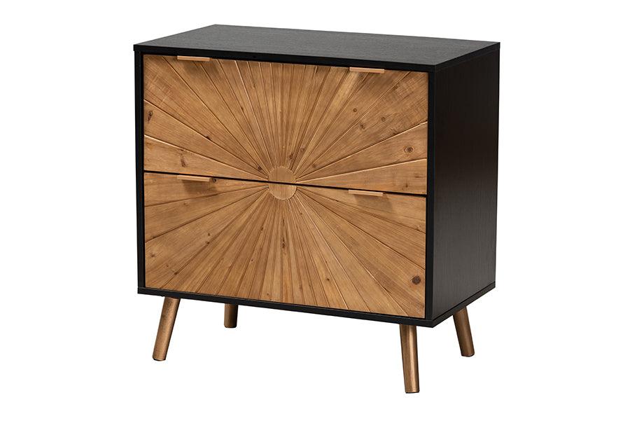 Richardson Mid-Century Transitional Two-Tone and Finished Wood 2-Drawer Storage Cabinet