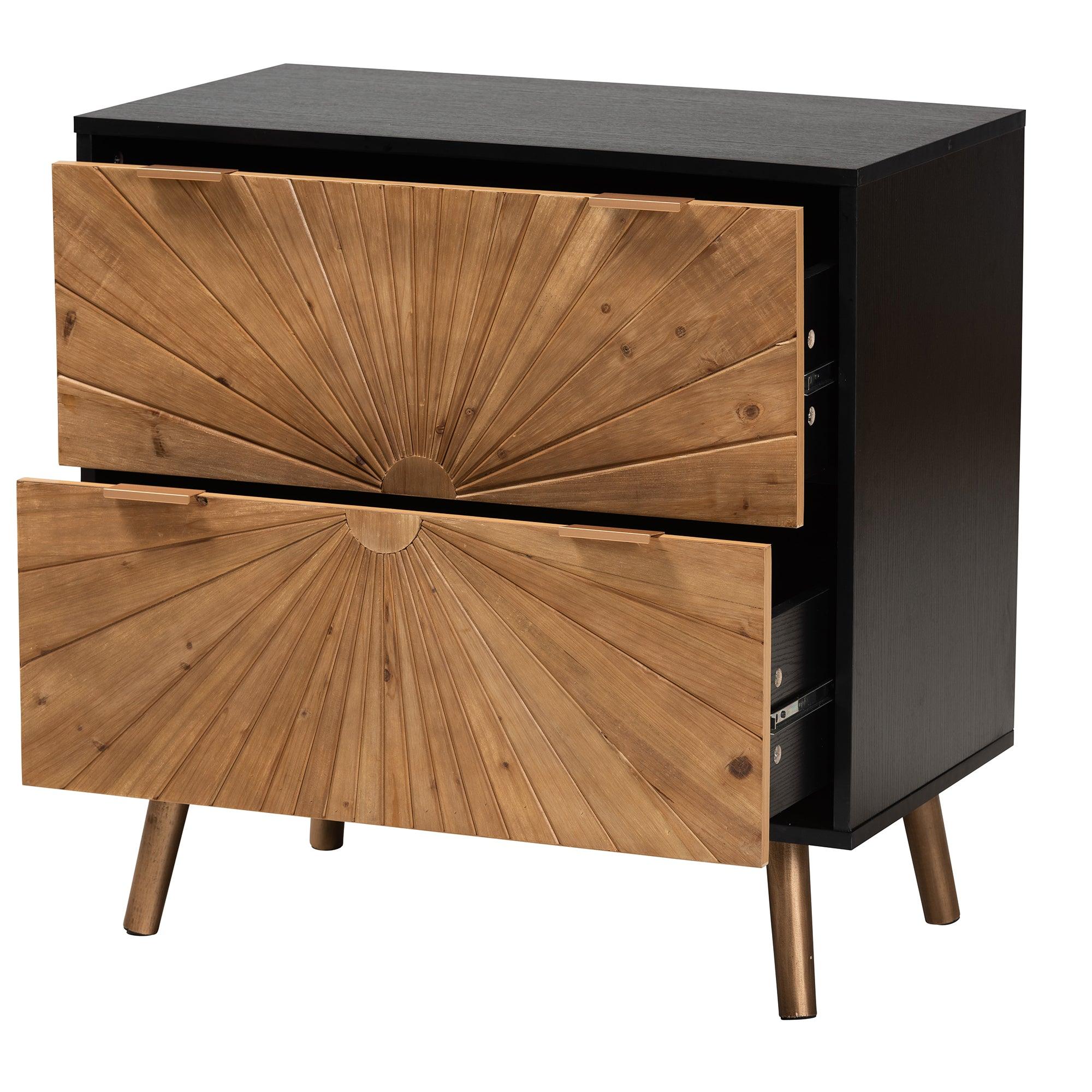 Richardson Mid-Century Transitional Two-Tone and Finished Wood 2-Drawer Storage Cabinet