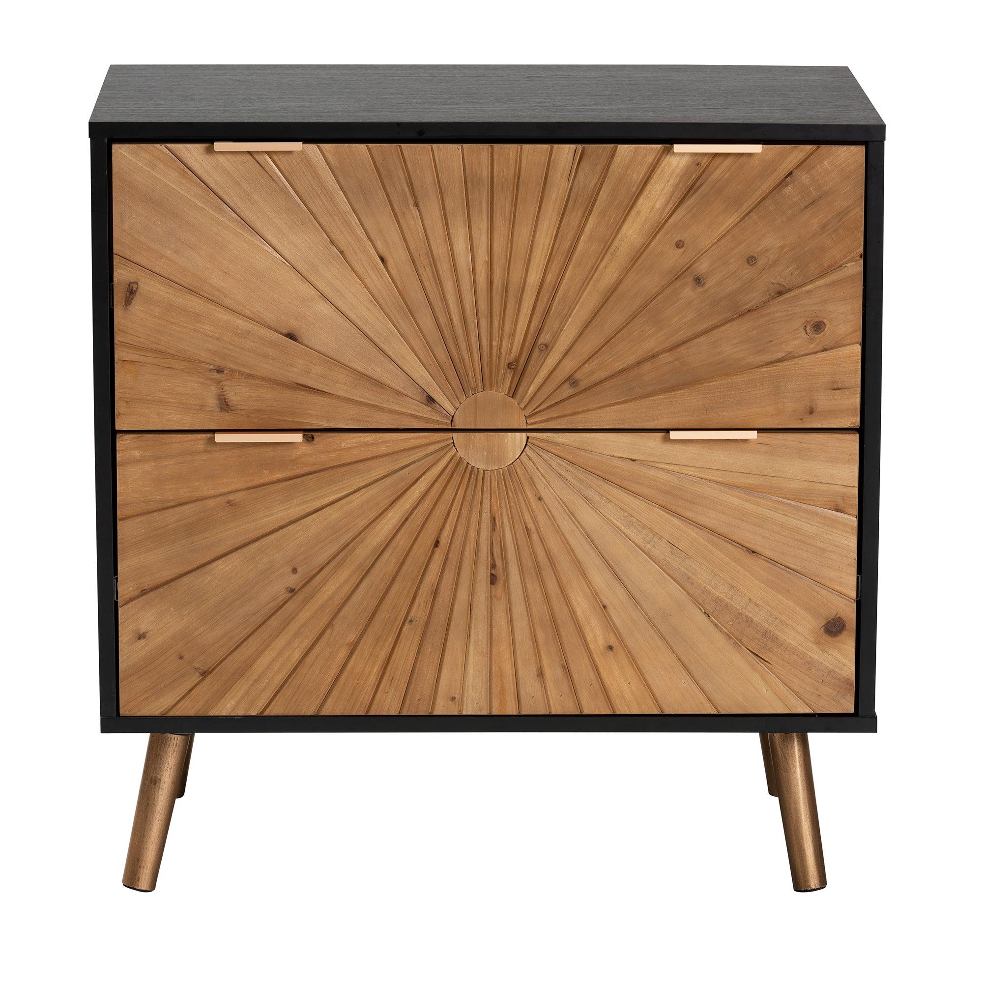 Richardson Mid-Century Transitional Two-Tone and Finished Wood 2-Drawer Storage Cabinet