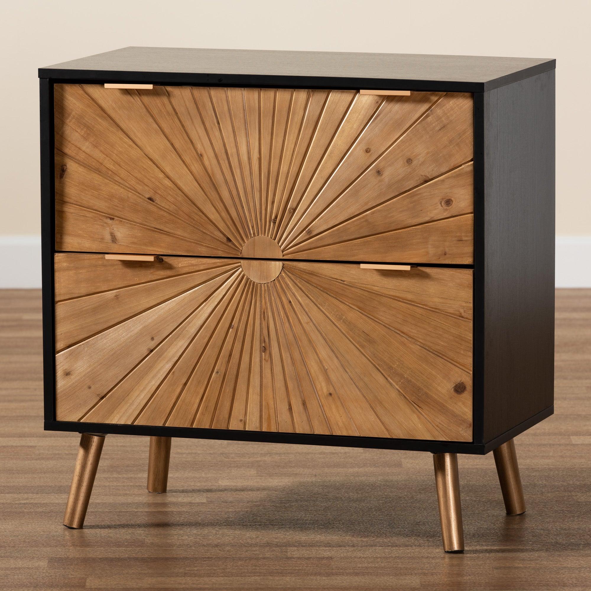 Richardson Mid-Century Transitional Two-Tone and Finished Wood 2-Drawer Storage Cabinet