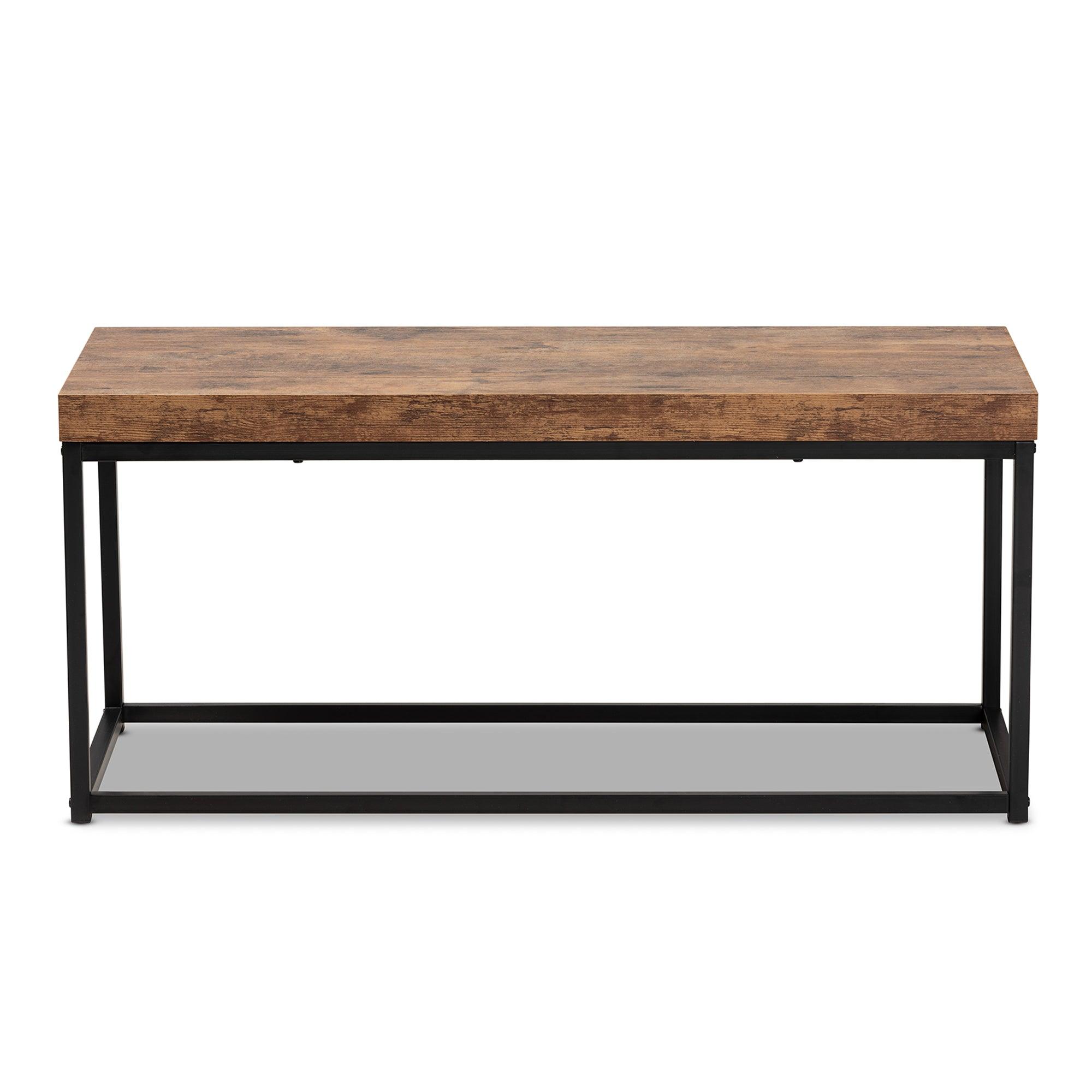 Bardot Modern Industrial Finished Wood and Metal Accent Bench