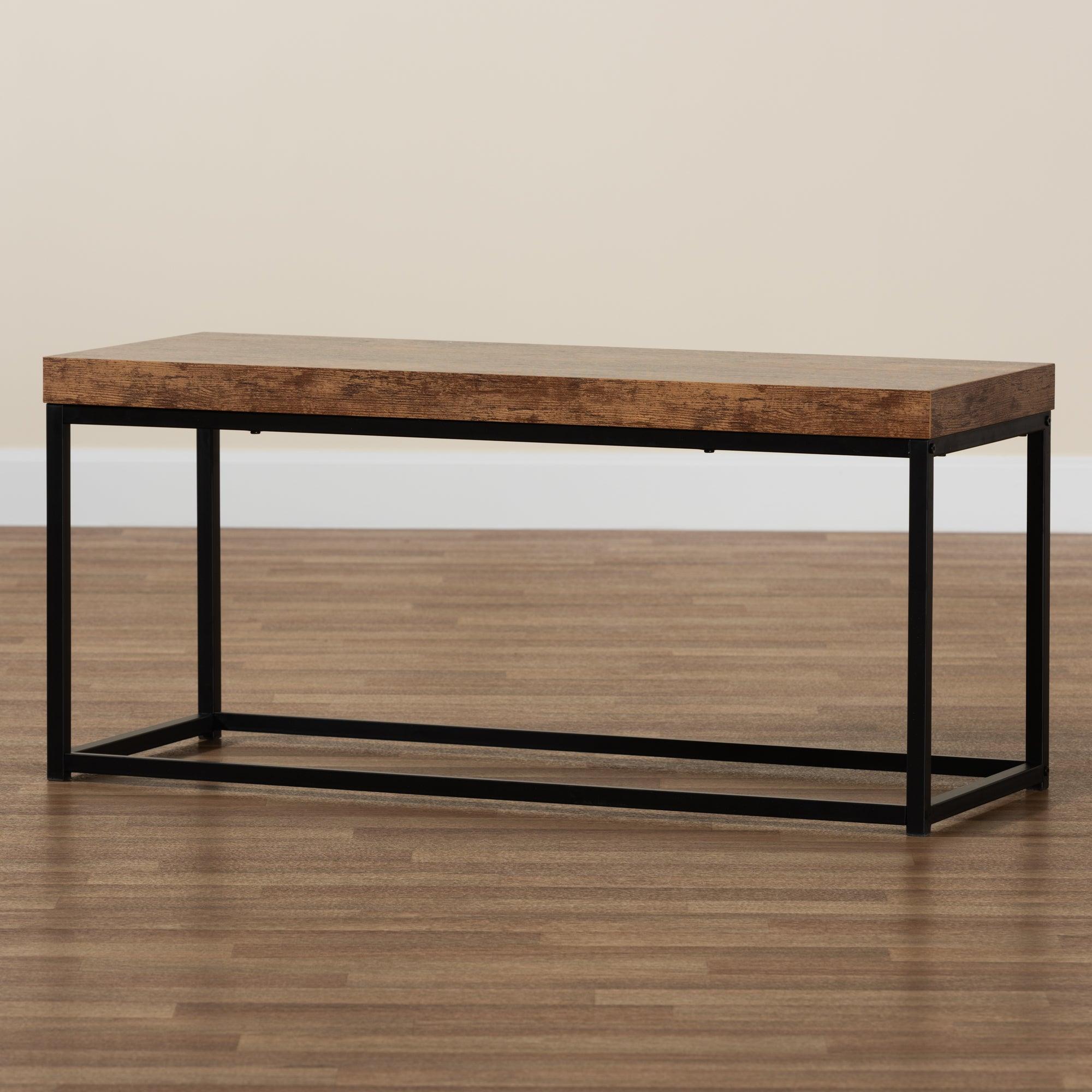 Bardot Modern Industrial Finished Wood and Metal Accent Bench