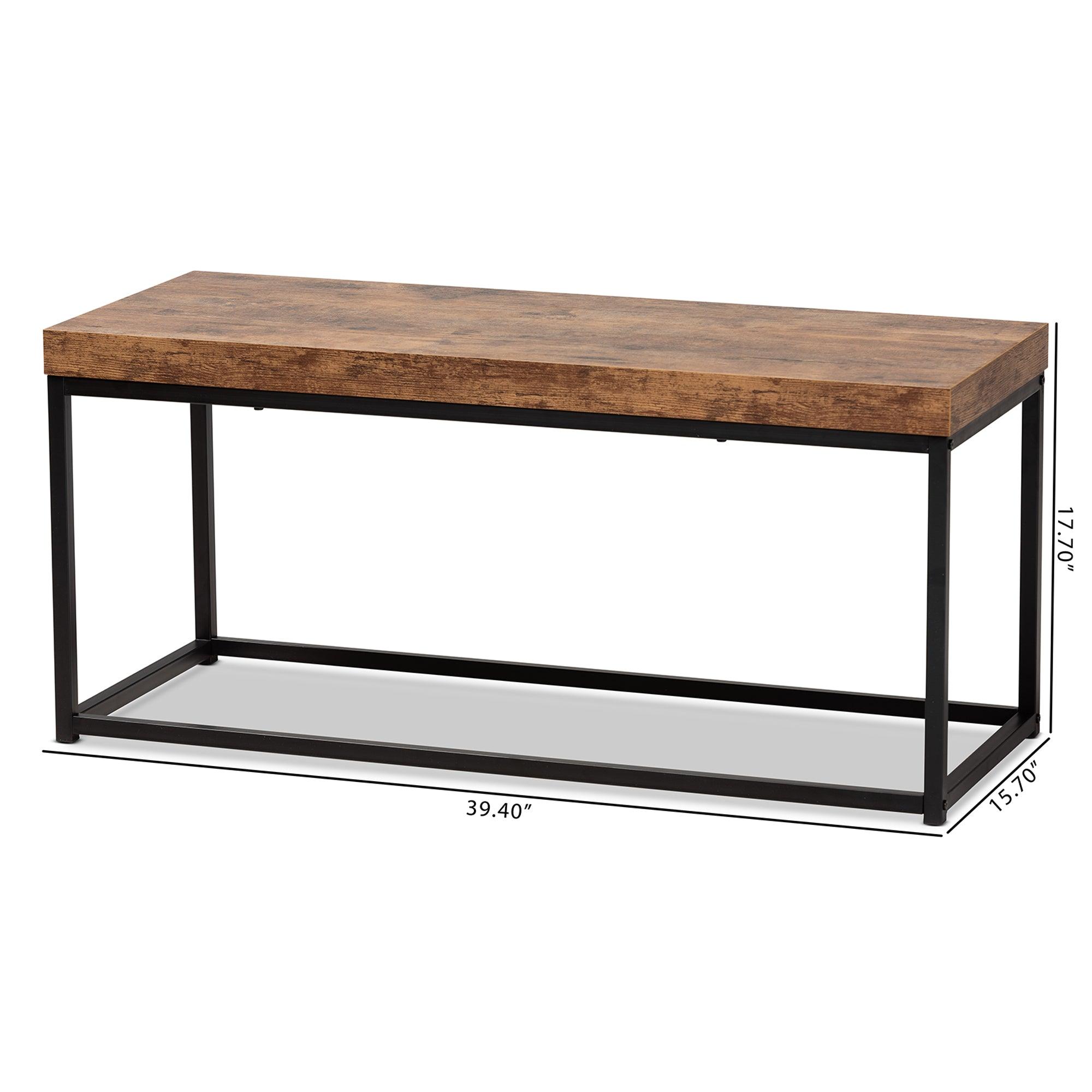 Bardot Modern Industrial Finished Wood and Metal Accent Bench