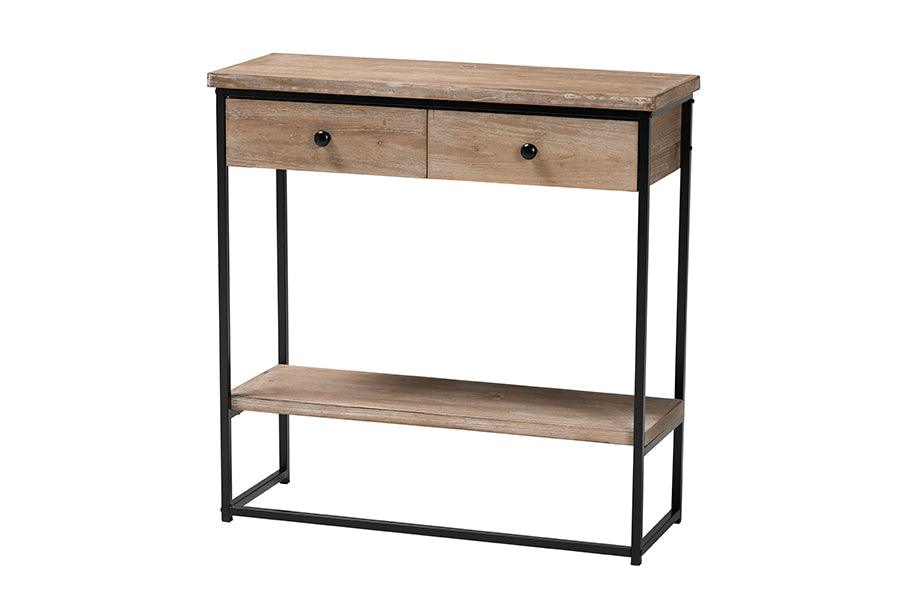 Silas Modern Industrial Finished Wood and Metal 2-Drawer Console Table