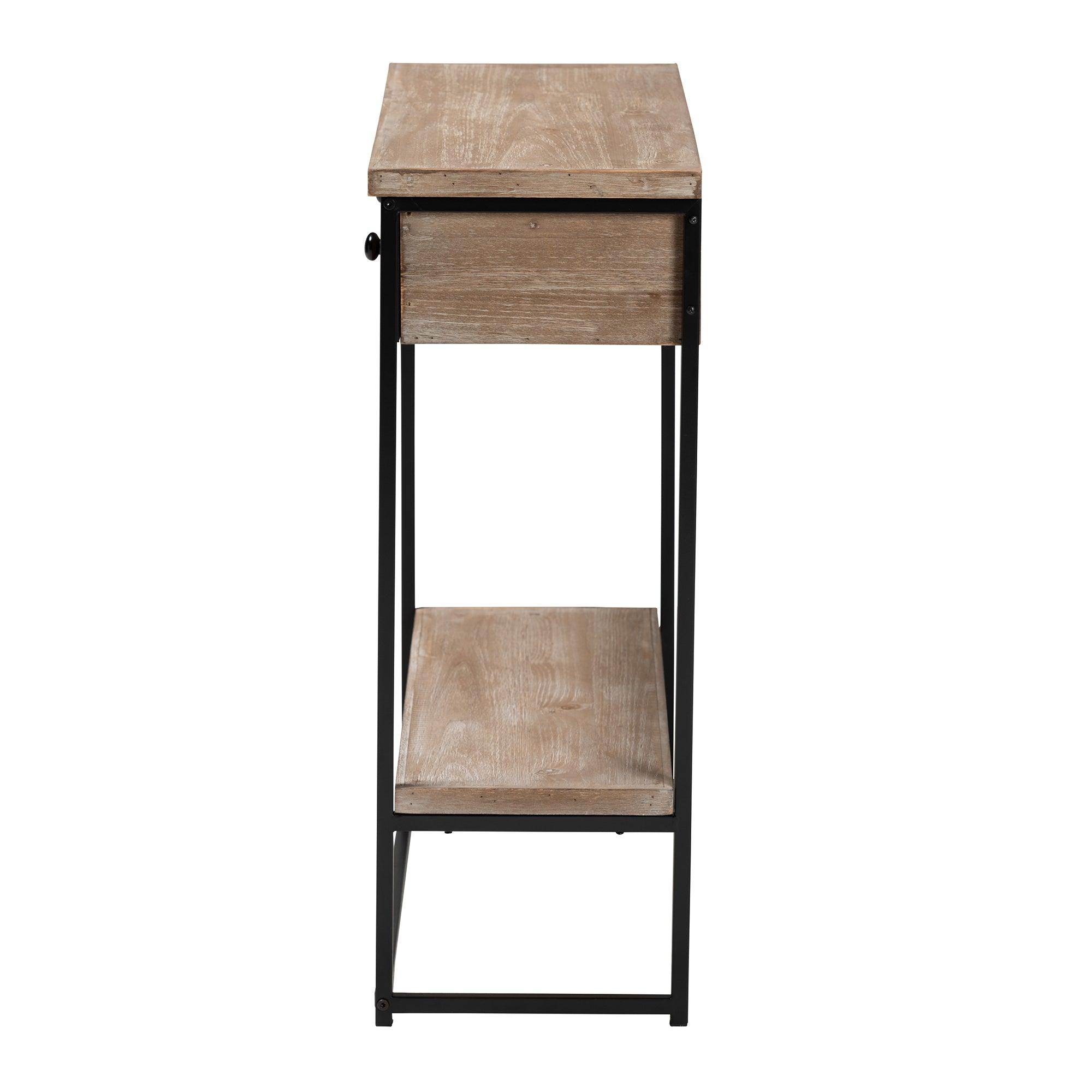 Silas Modern Industrial Finished Wood and Metal 2-Drawer Console Table