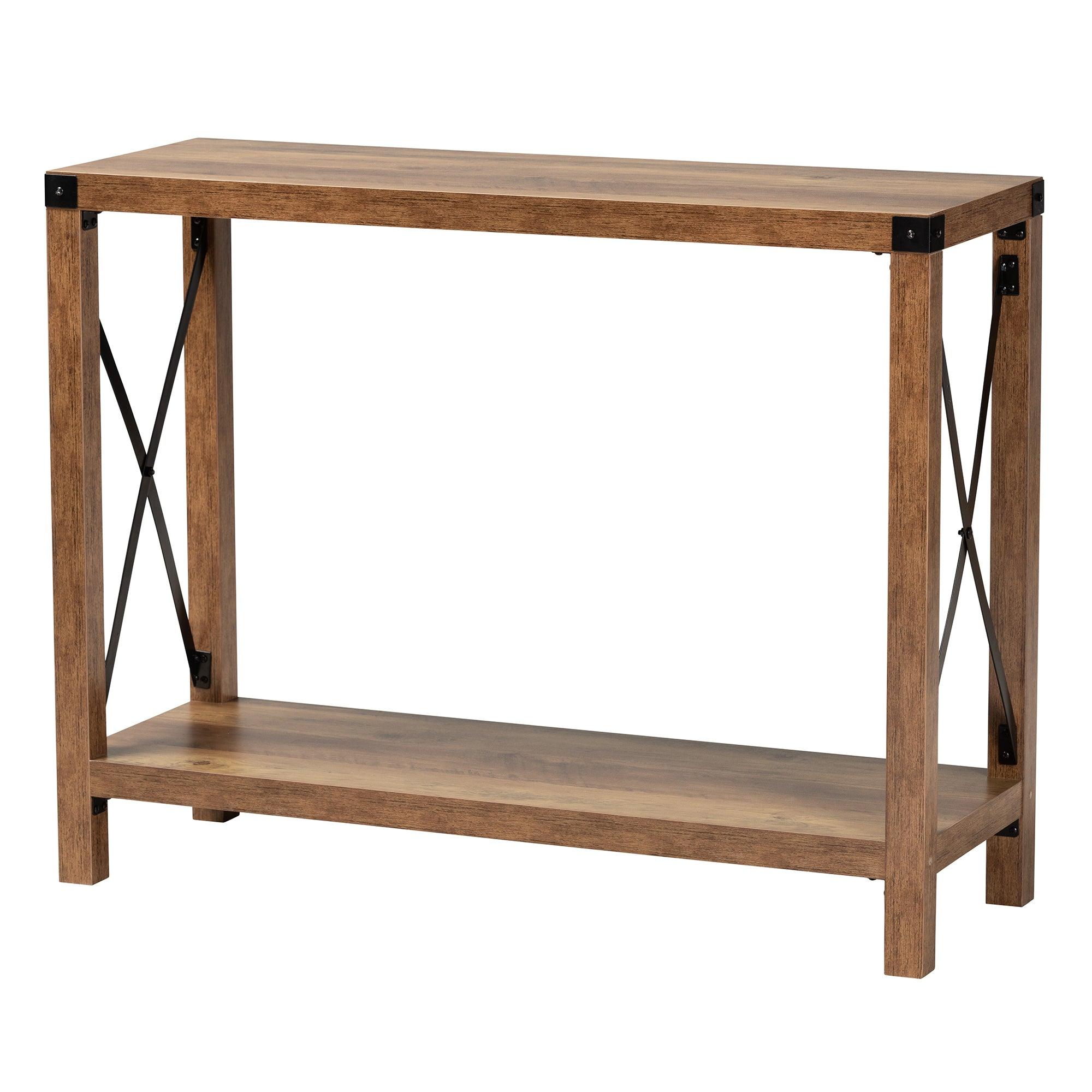 Rumi Modern Farmhouse Finished Wood and Metal Console Table