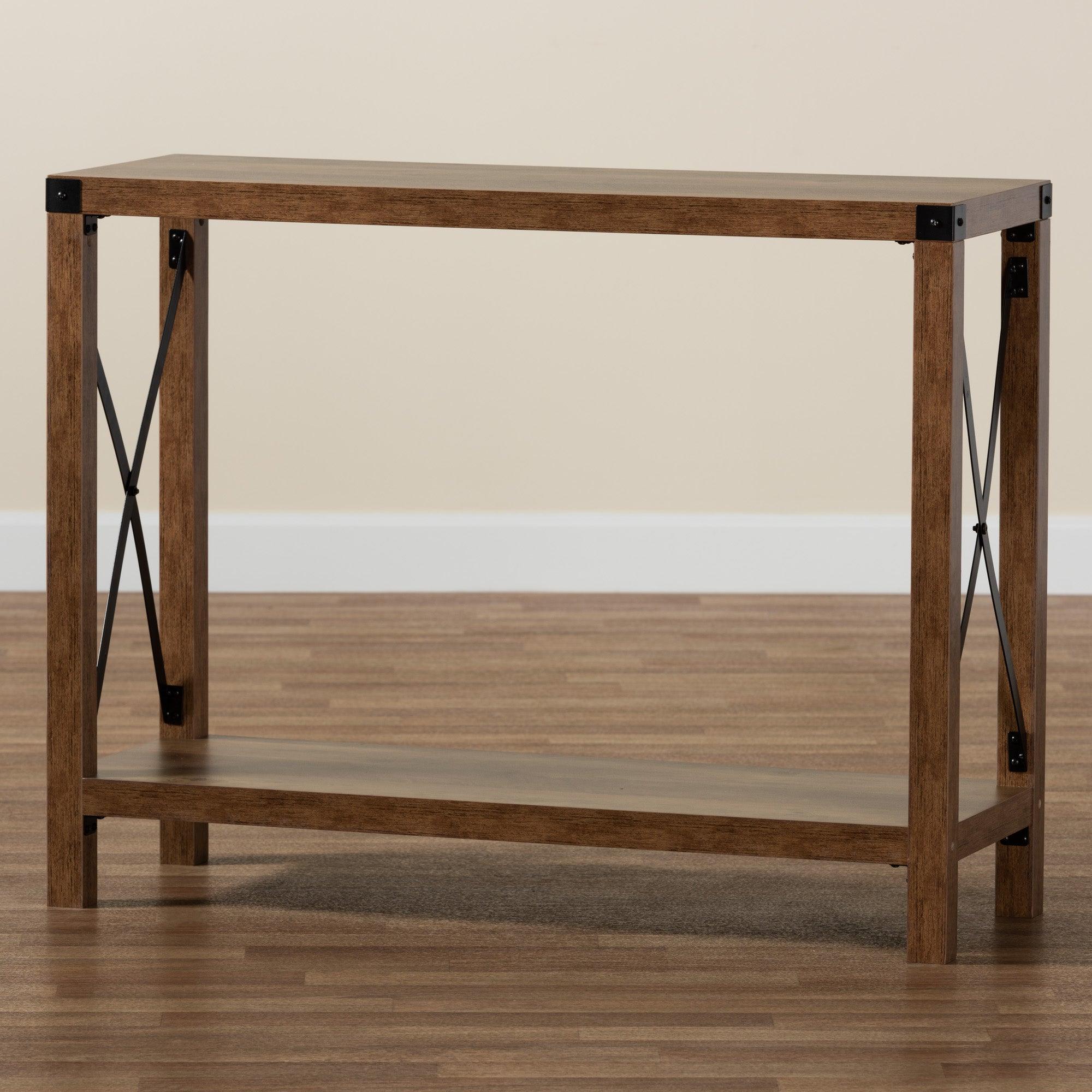 Rumi Modern Farmhouse Finished Wood and Metal Console Table