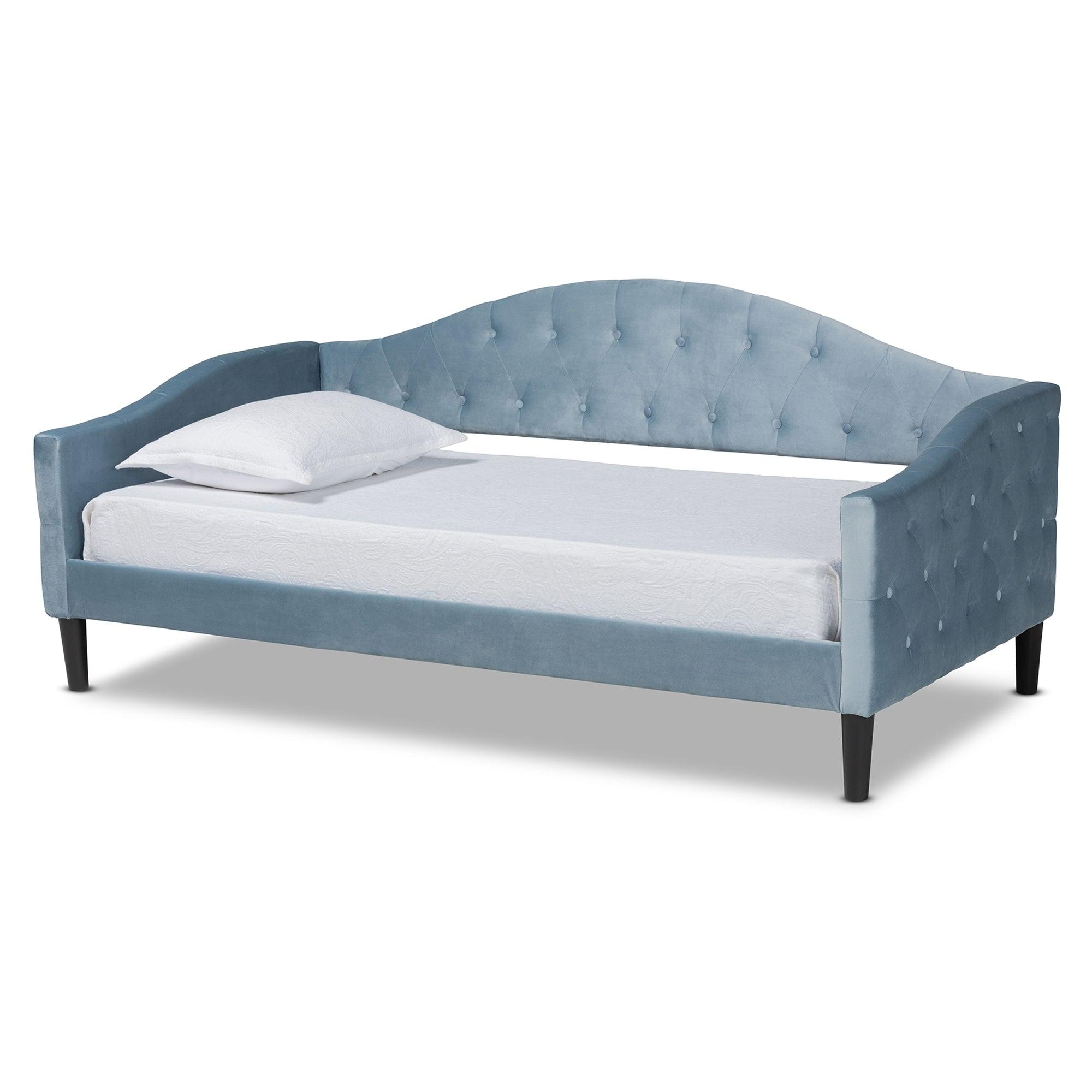 Benjamin Modern and Contemporary Velvet Fabric Upholstered and Finished Wood Daybed