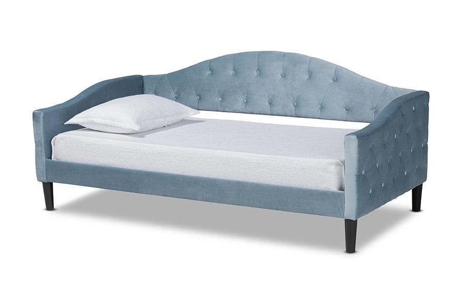 Benjamin Modern and Contemporary Velvet Fabric Upholstered and Finished Wood Daybed