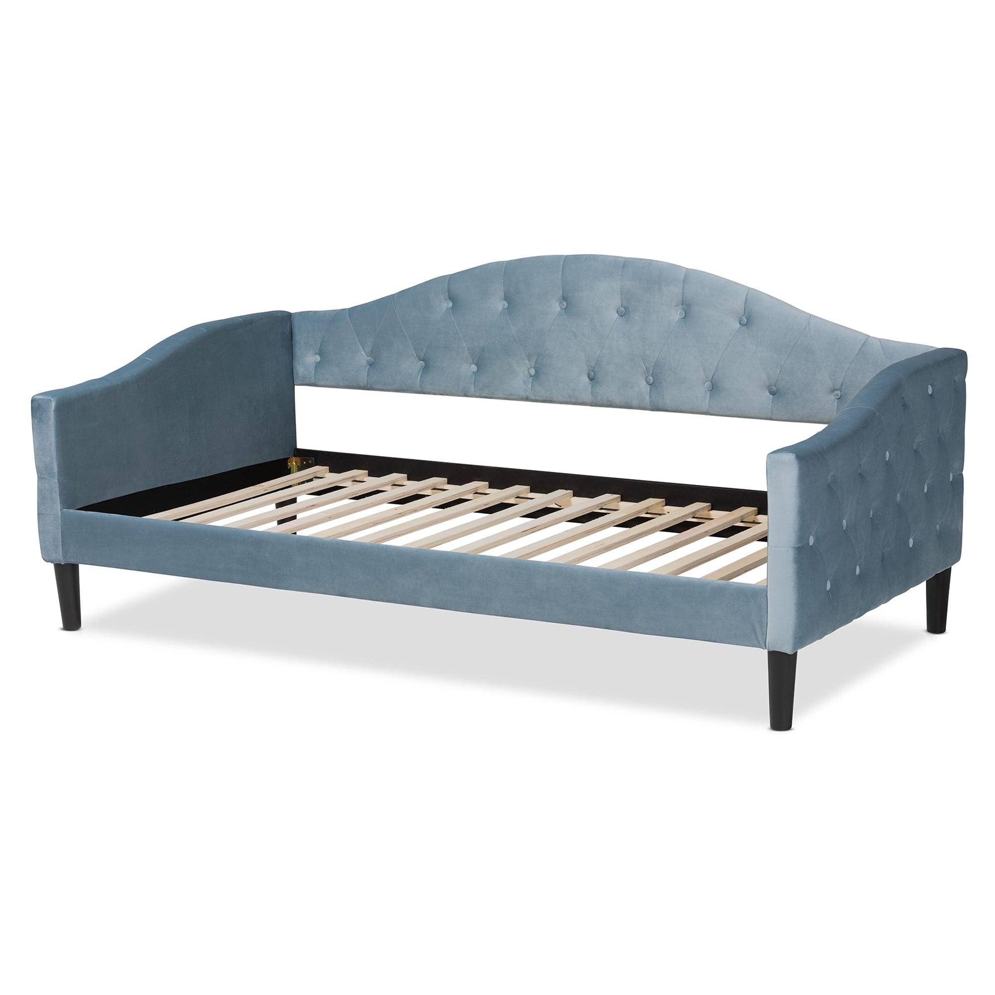 Benjamin Modern and Contemporary Velvet Fabric Upholstered and Finished Wood Daybed